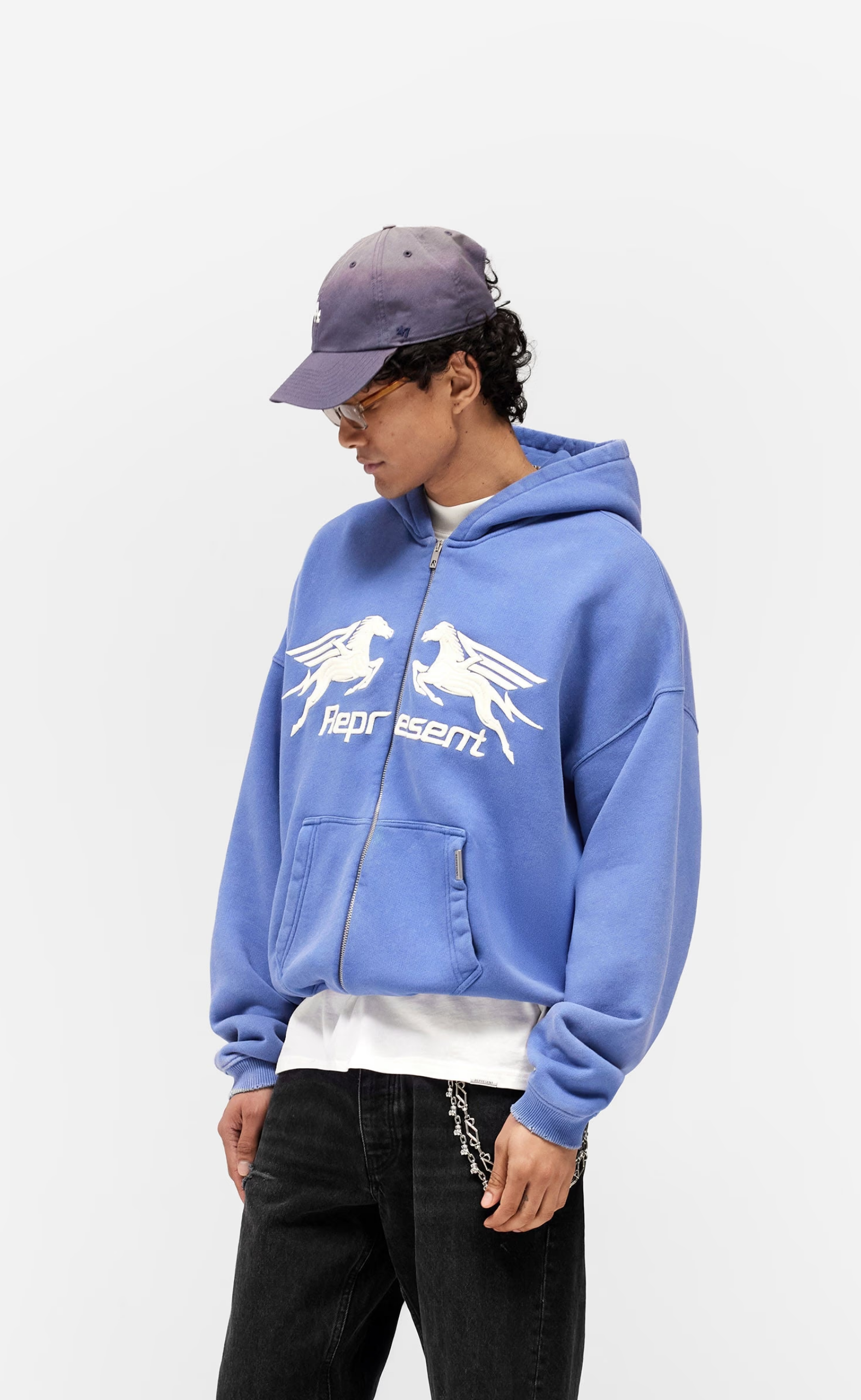 PEGASUS ZIP THROUGH INDIGO HOODIE