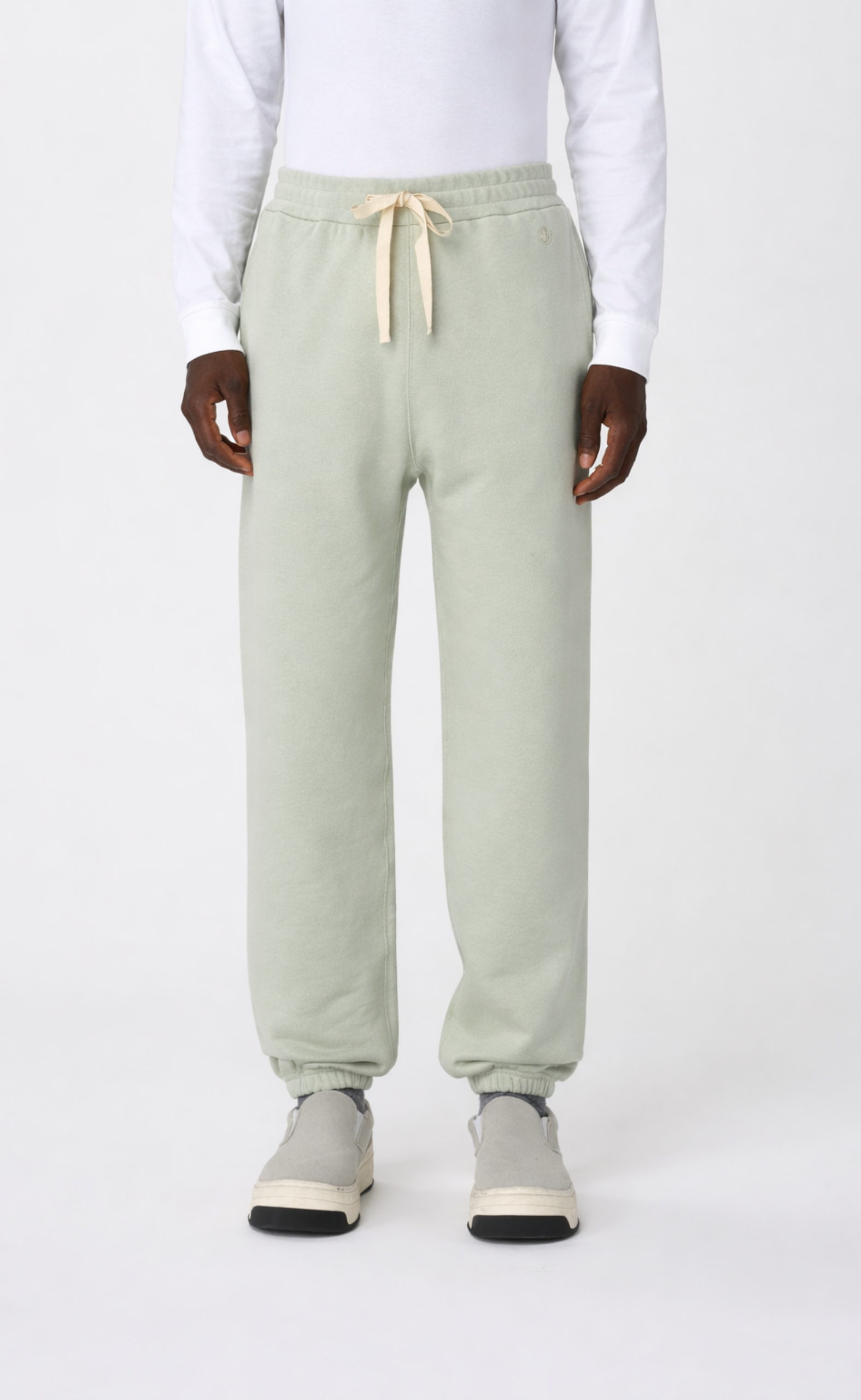 ELASTICATED DRAWSTRING POWDER GREEN SWEATPANTS