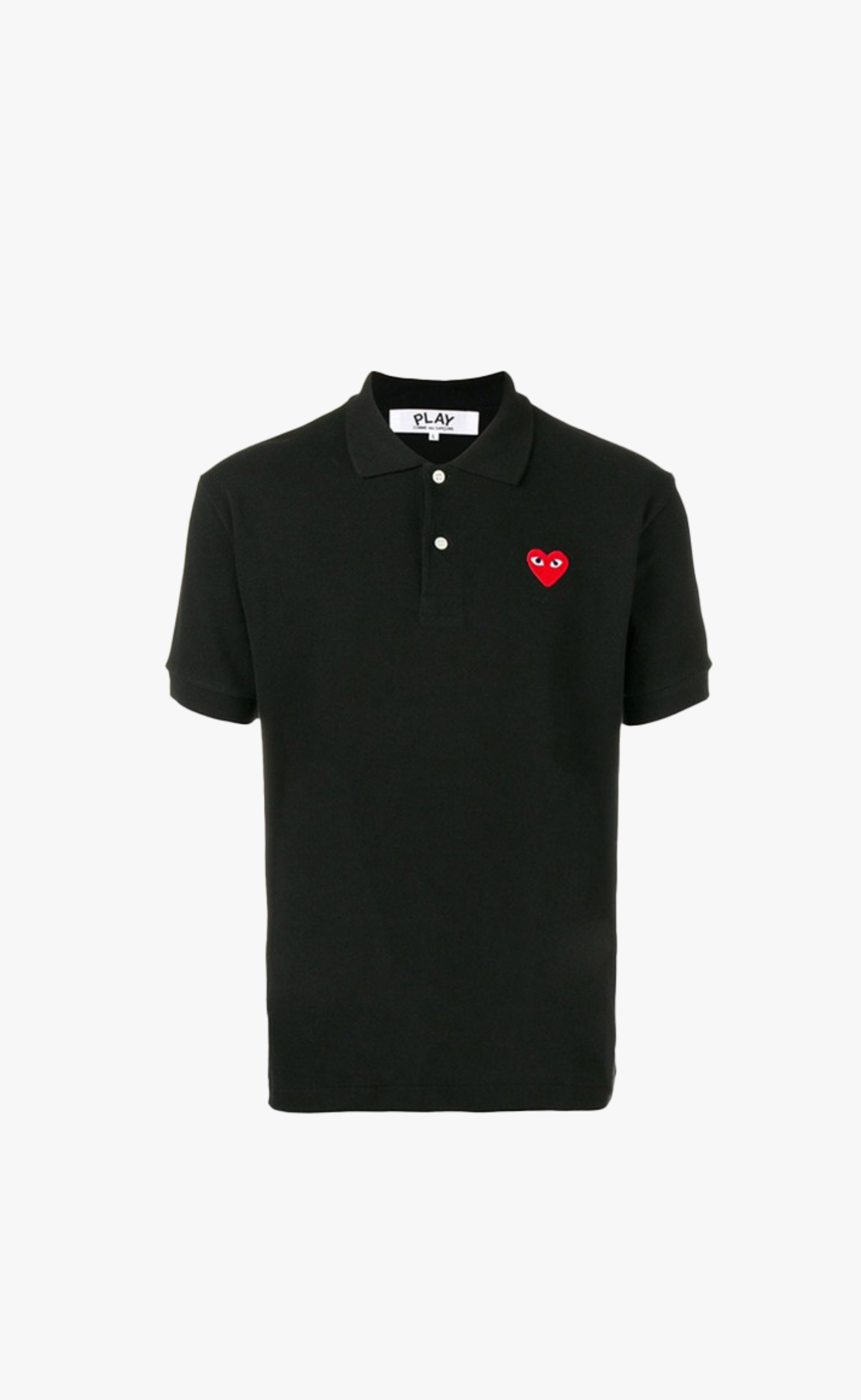 BLACK PLAY COMME DES GARÇONS POLO SHIRT WITH DOUBLE RED HEART