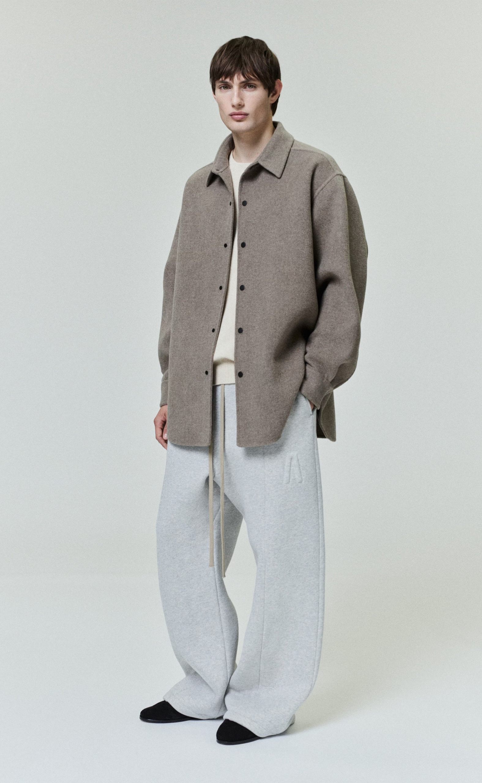 WIDE LEG MELANGE GREY SWEATPANT