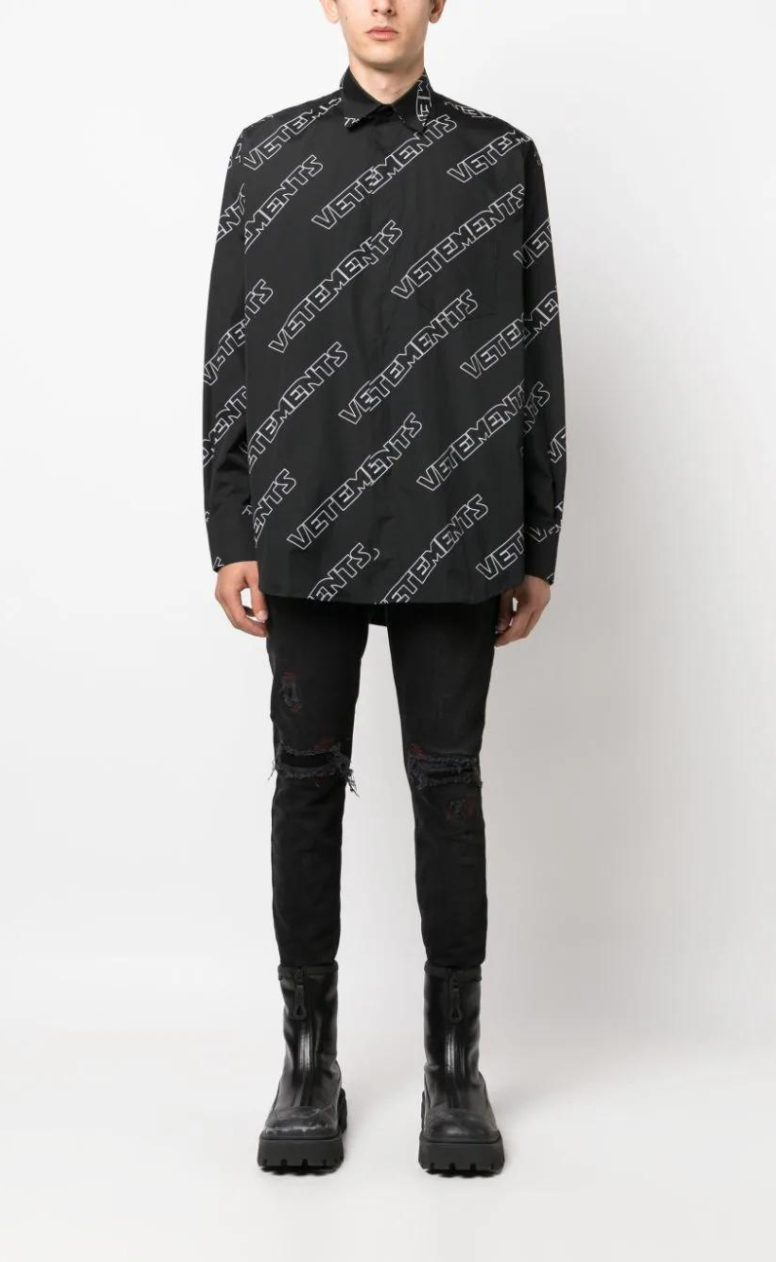 BLACK SPACE MONOGRAM SHIRT