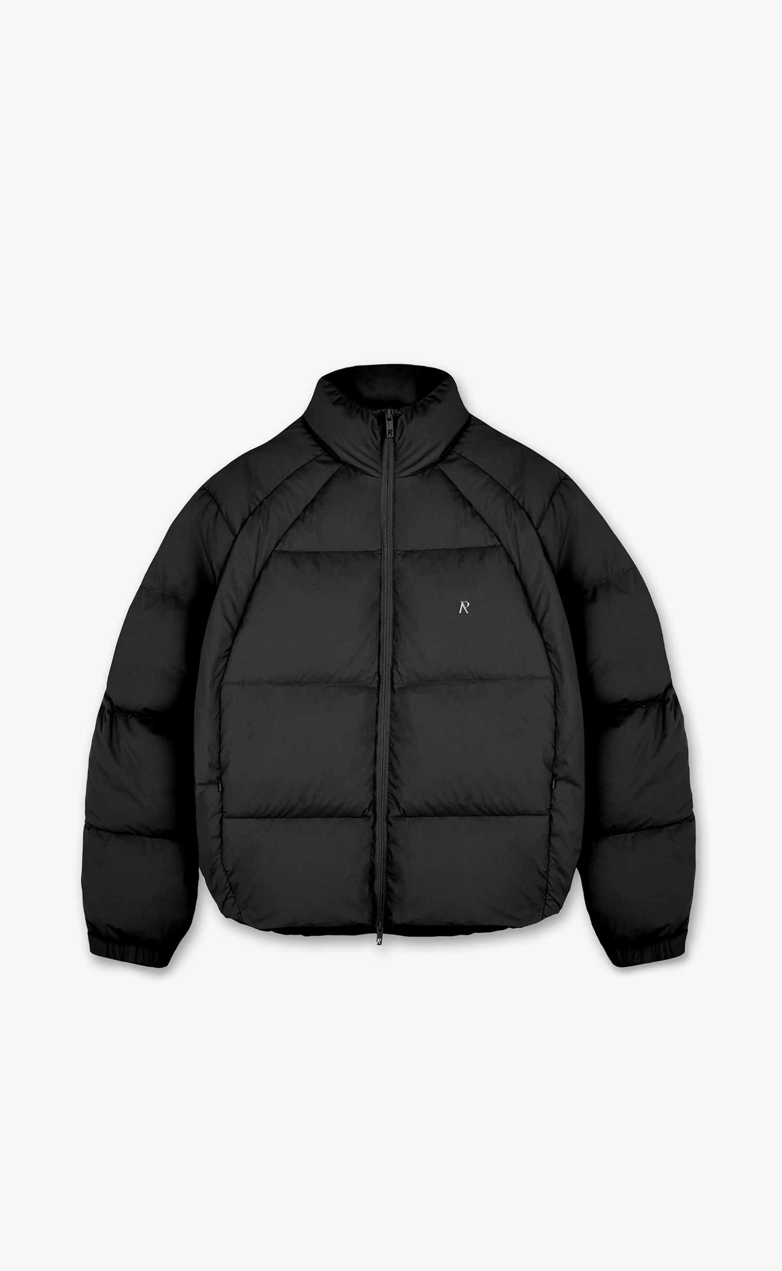 FUNNEL NECK PUFFER BLACK JACKET