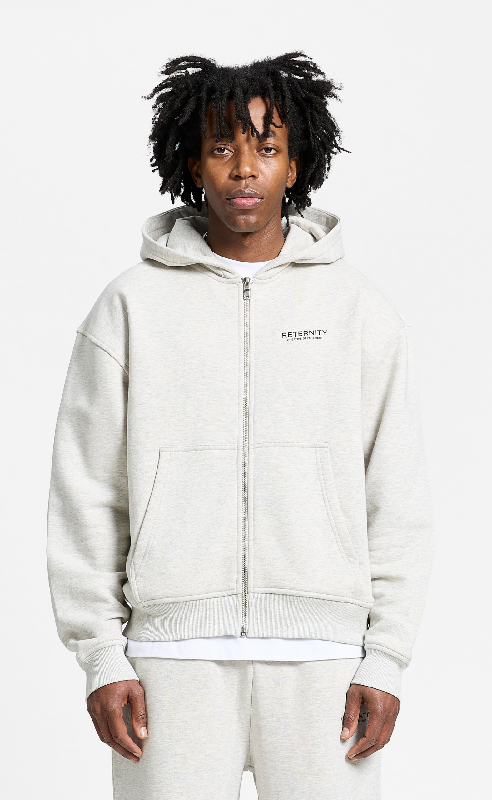 CREATIVE DEPT ZIP MELANGE GREY HOODIE