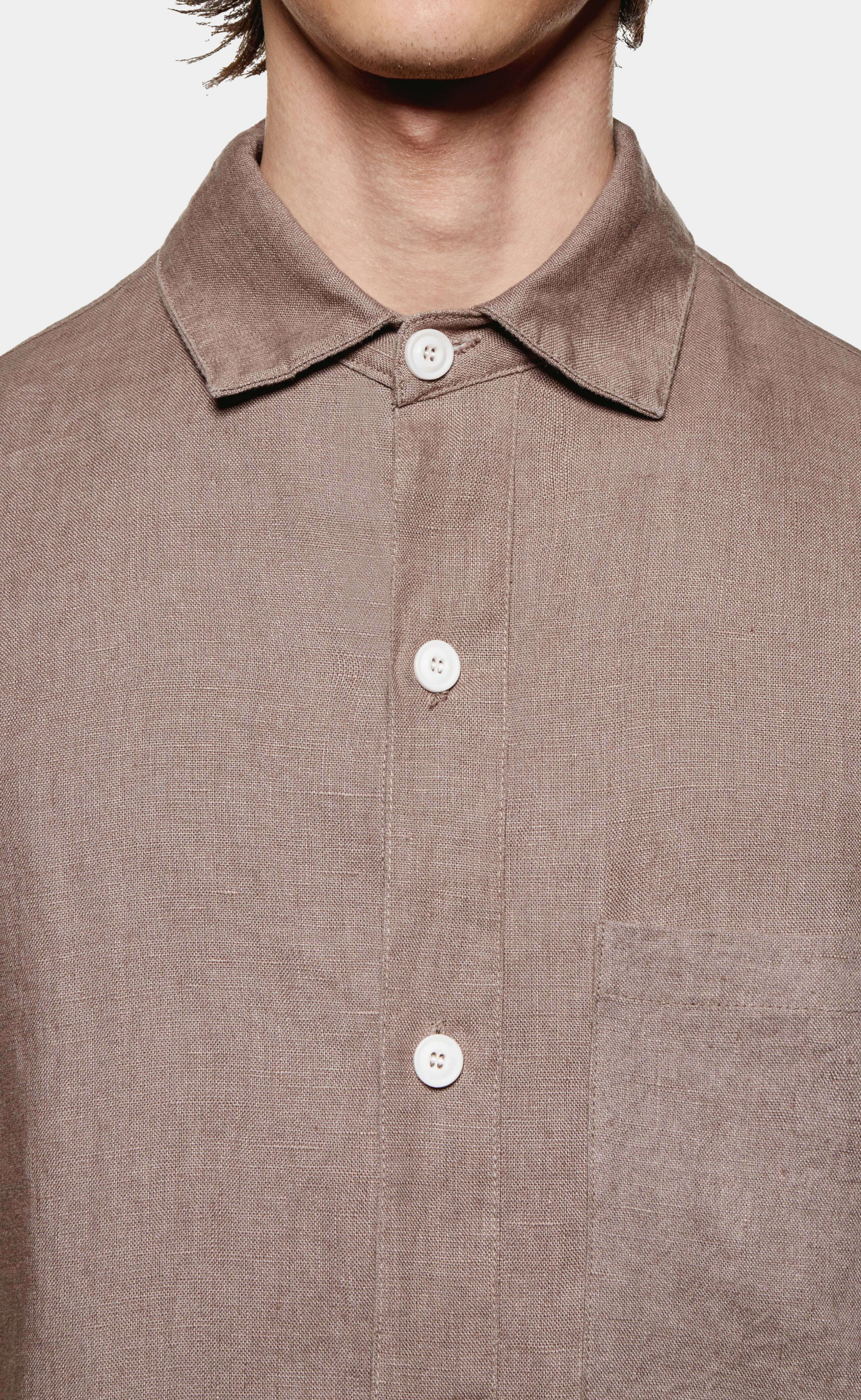 LINEN BOX DRESS MUSHROOM SHIRT