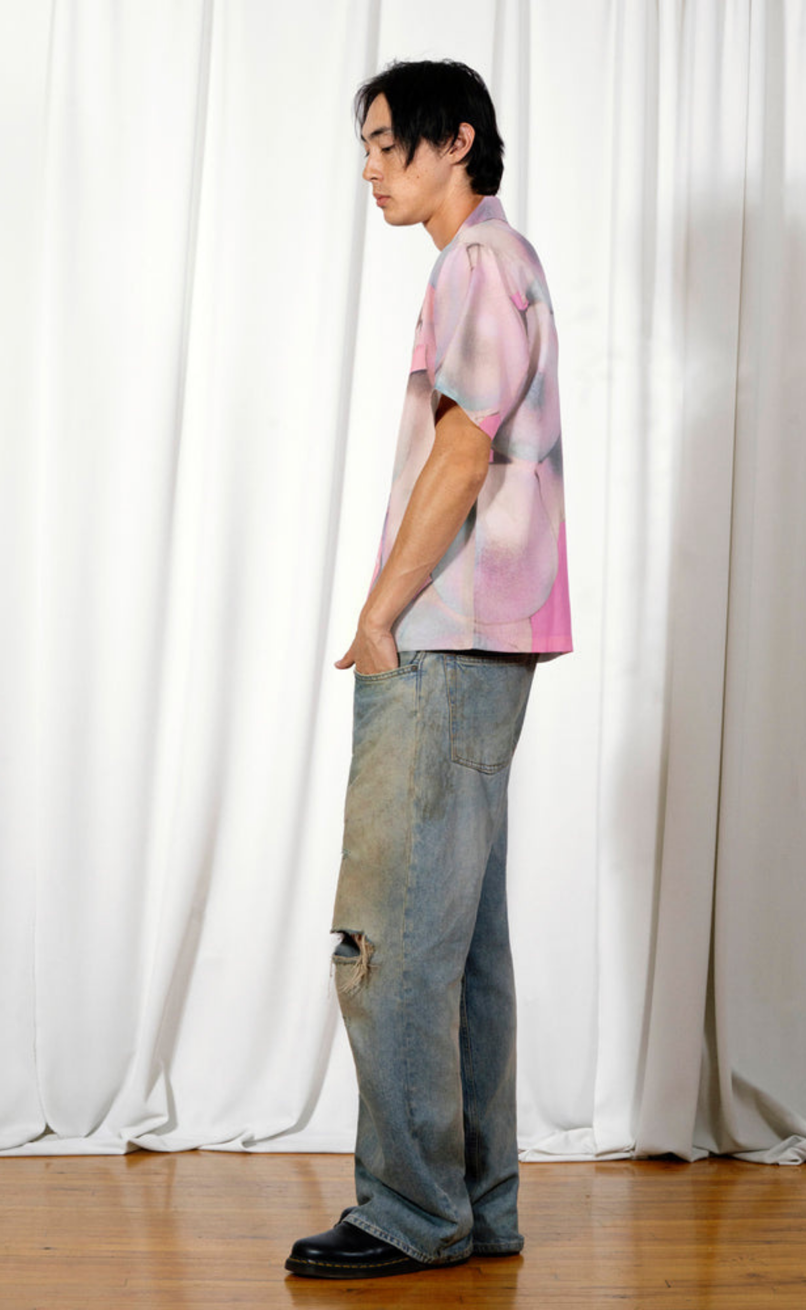 PEARL BUTTON UP PINK SHIRT