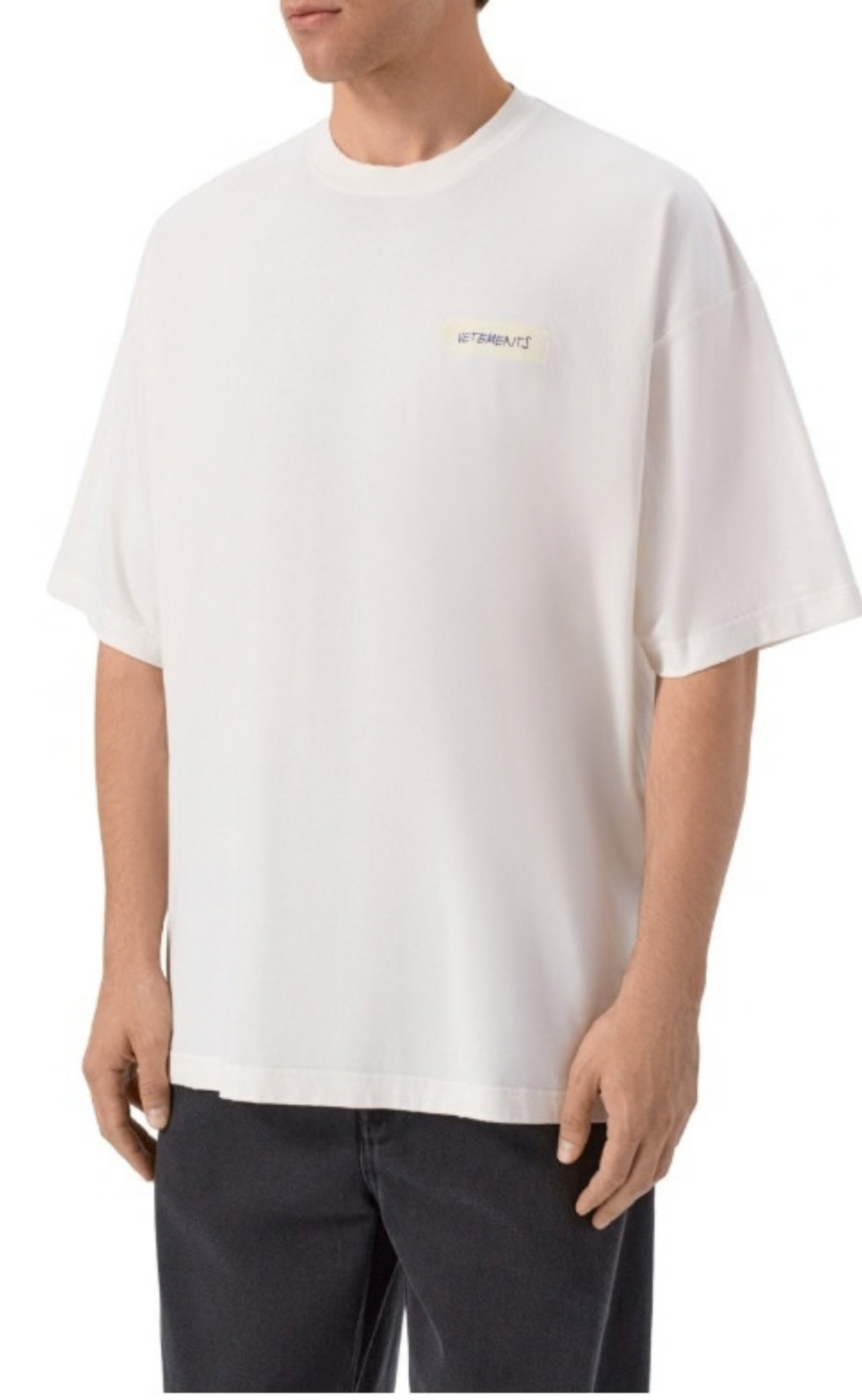 SCRIBBLED LOGO OVERSIZED WHITE T-SHIRT