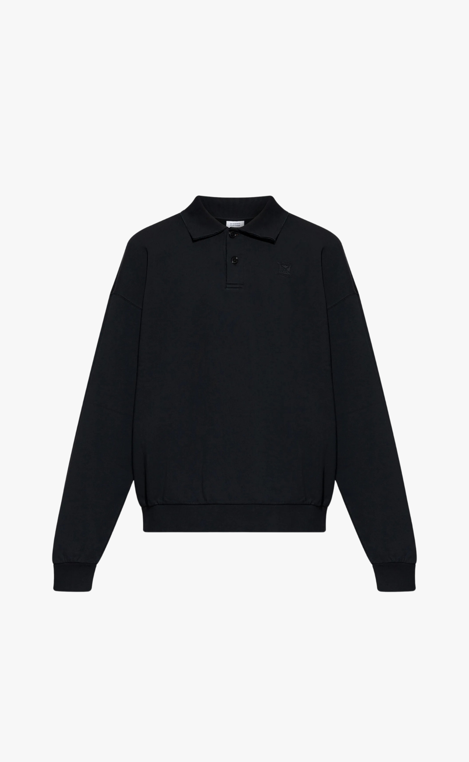 POLO LOGO DISTRESSED BLACK SWEATER