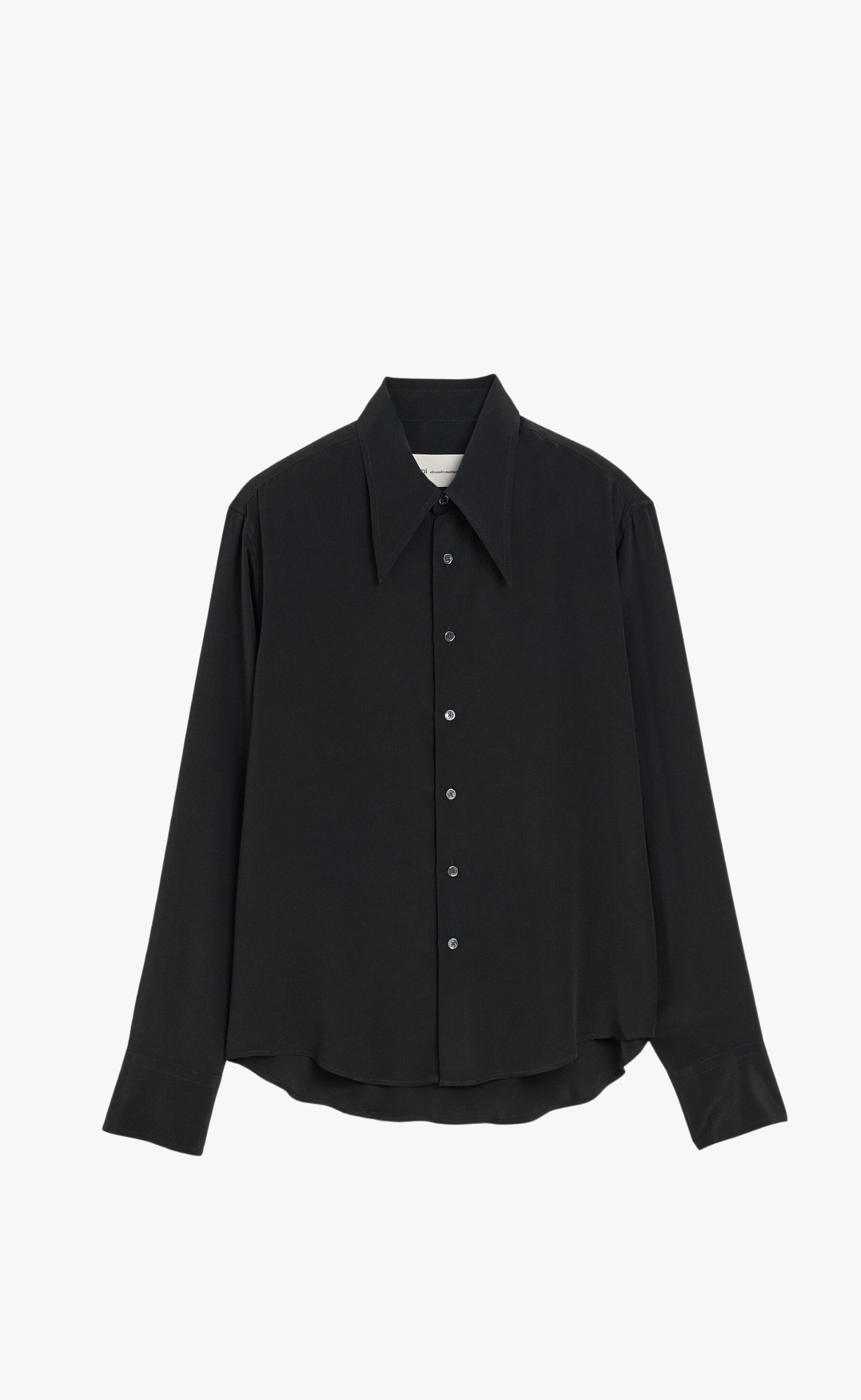 WIDE WITH SHARP COLLAR EMBOSSED AMI DE COEUR BLACK SHIRT