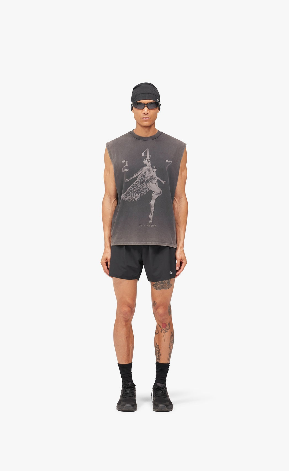 247 ANGEL GRAPHIC VINTAGE BLACK TANK TOP