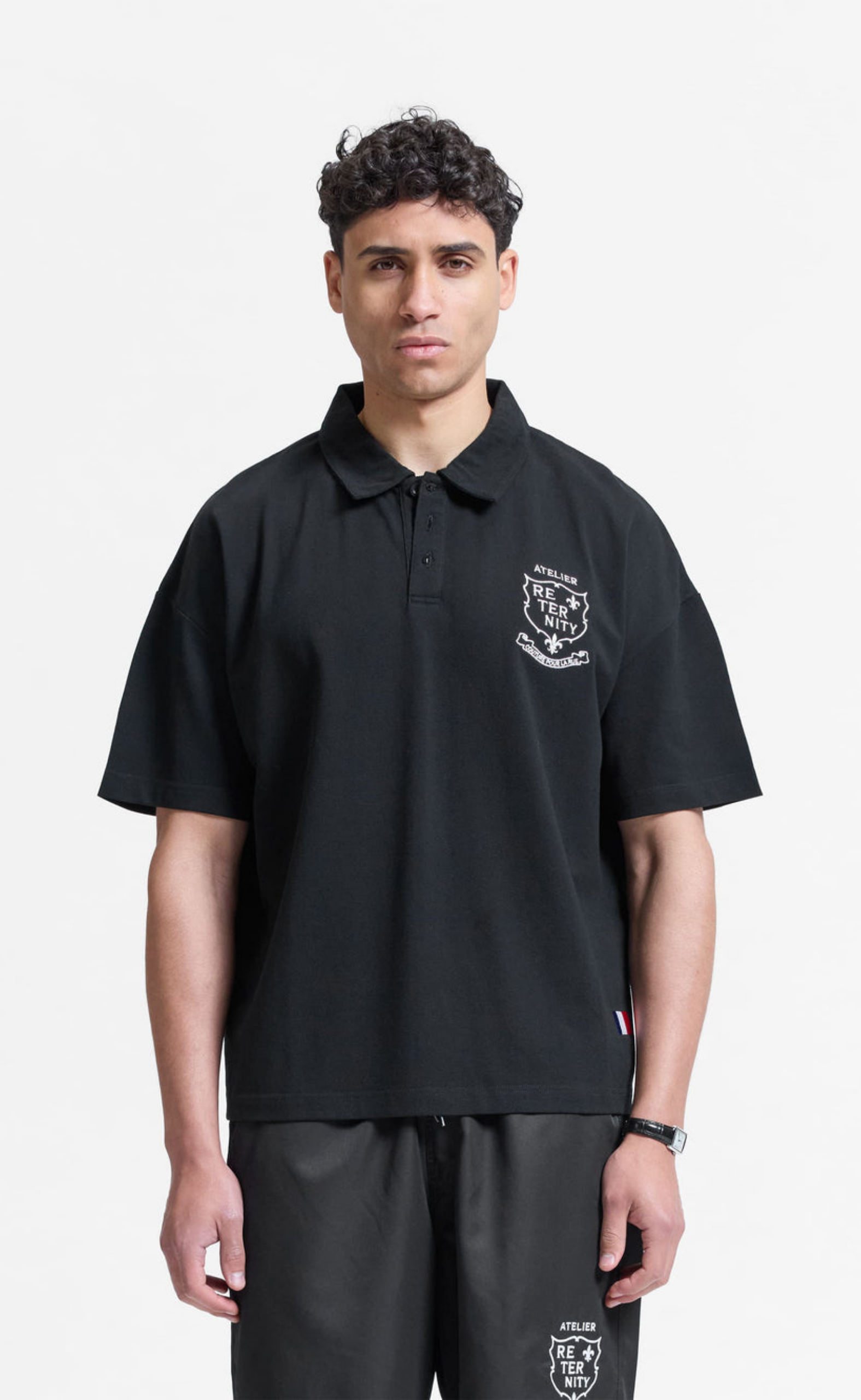 L ATELIER DE LA RUE POLO BLACK T-SHIRT