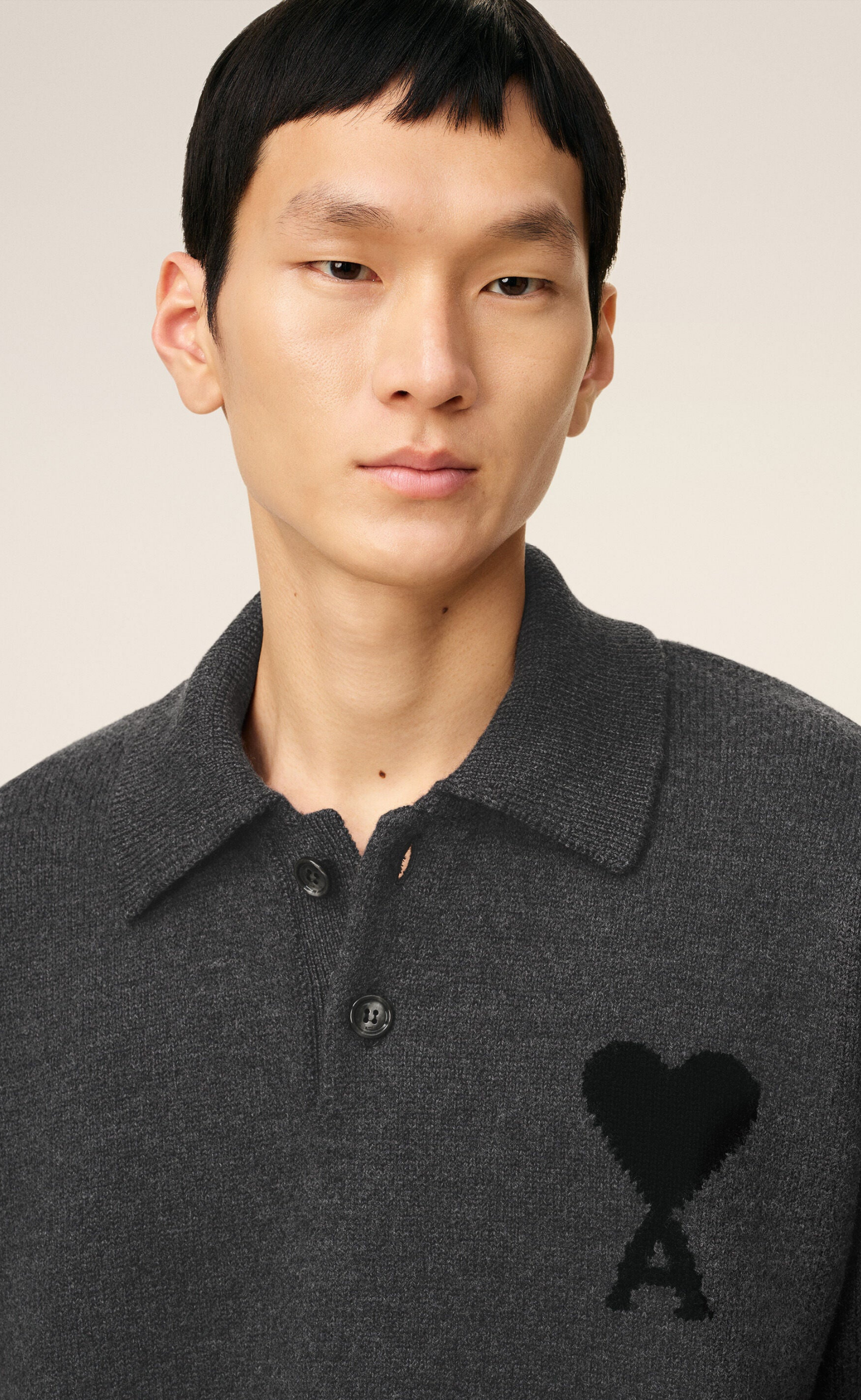 ADC FELTED POLO HEATHER GREY SWEATER