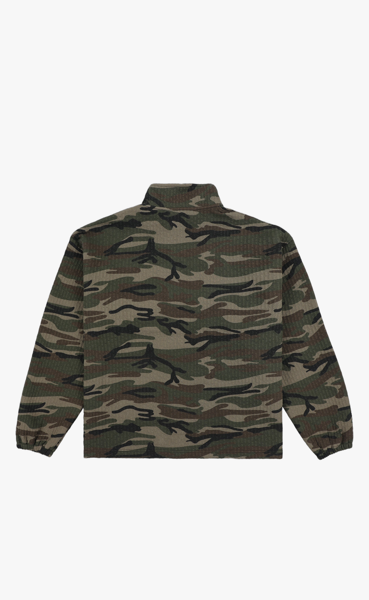 TEXTURED CAMO QUARTER ZIP CAMO SWEATER