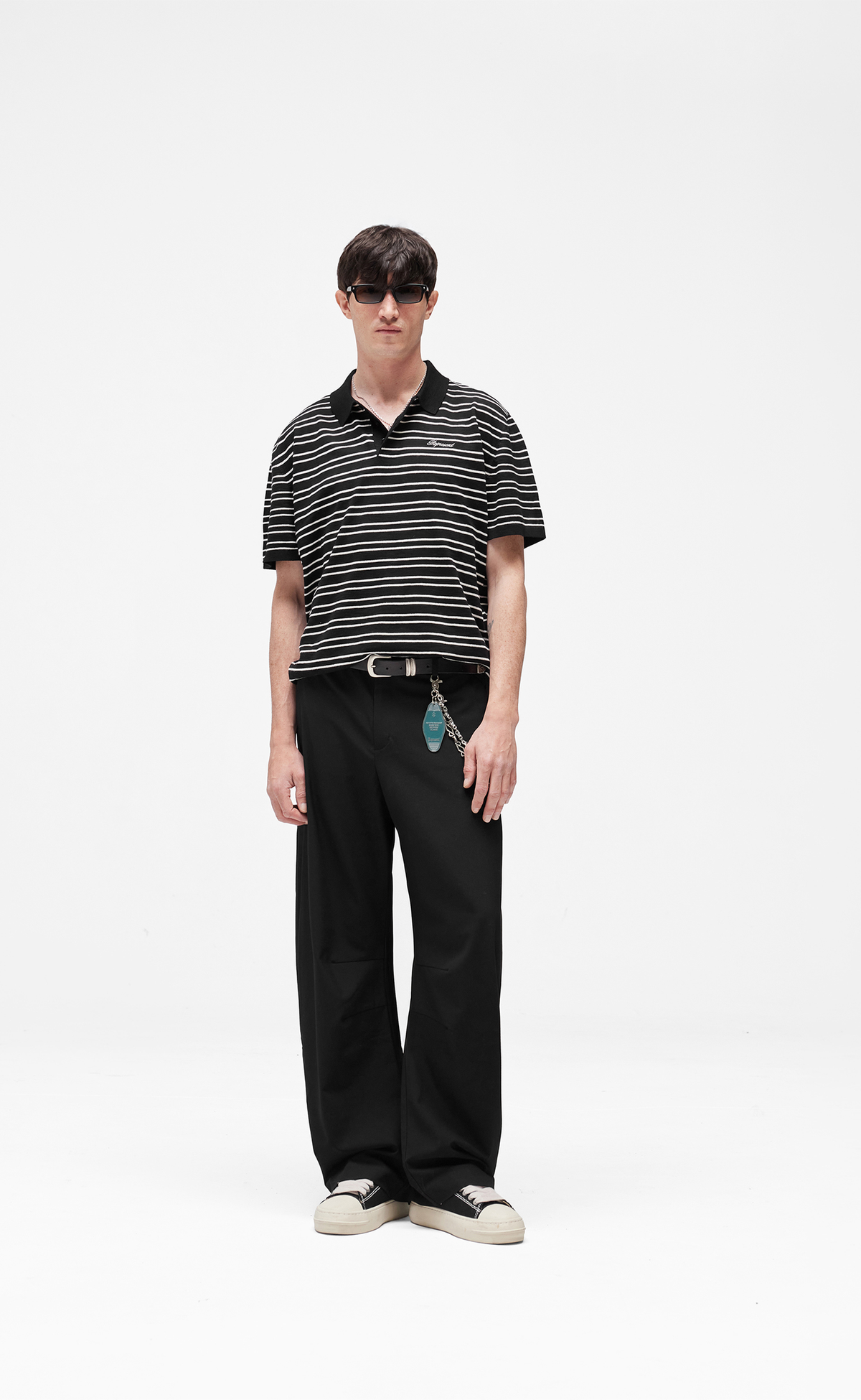 CALIFORNIA STRIPED POLO JET BLACK T-SHIRT