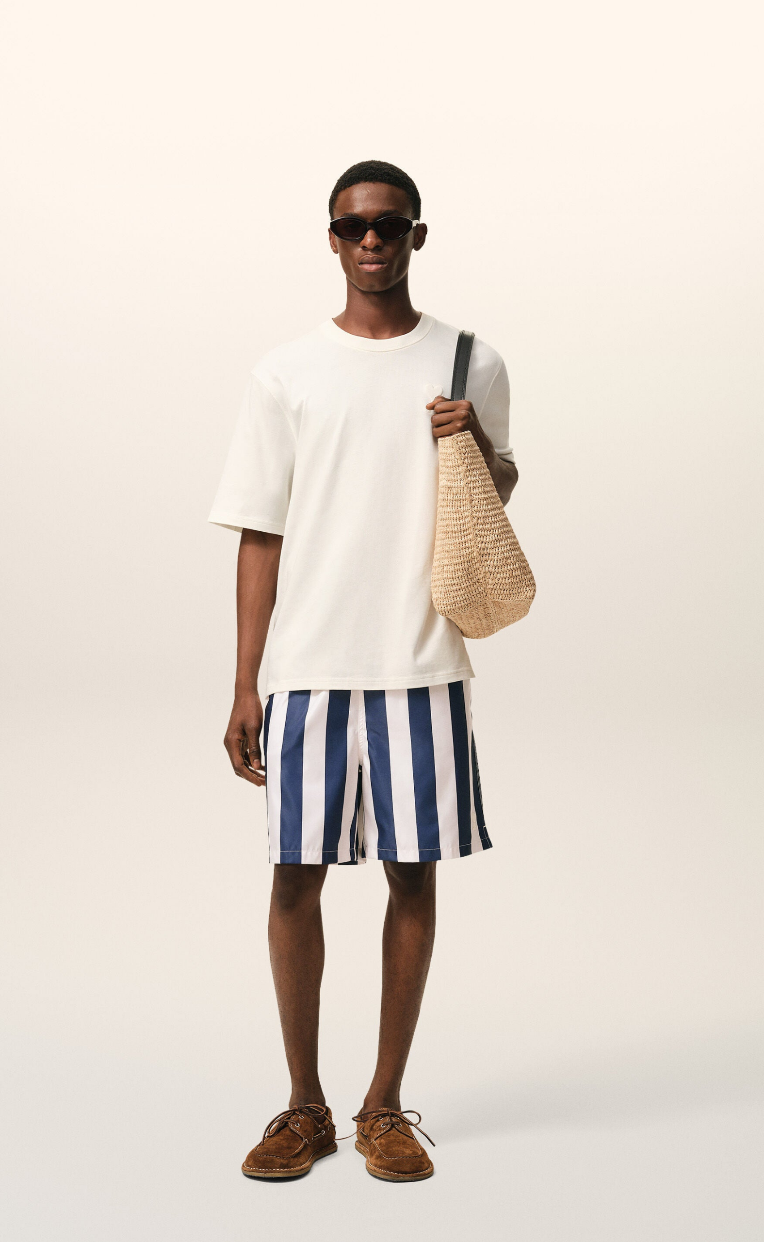 LONG STRIPES SWIMSUIT WHITE INK SHORTS