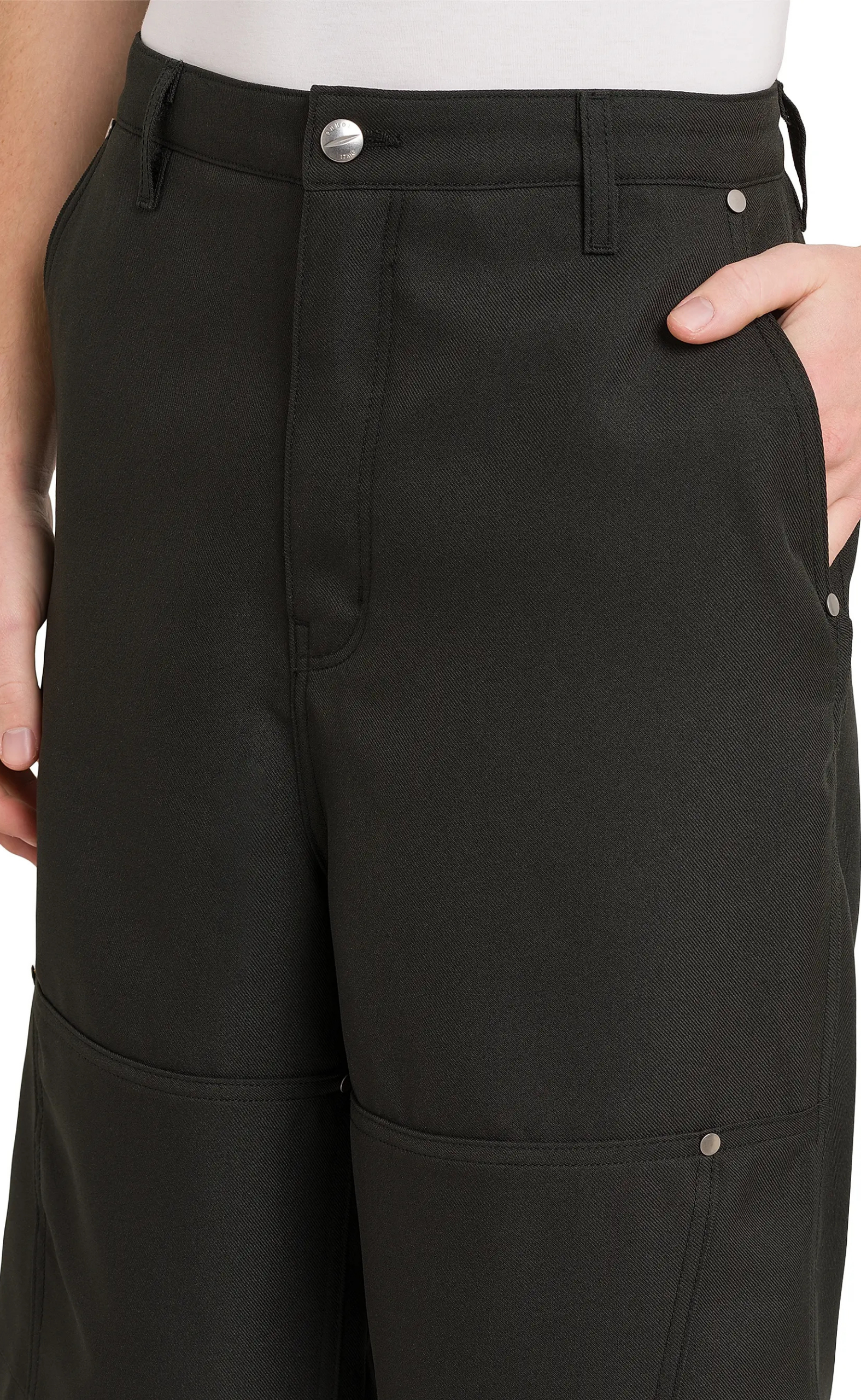 REZA DOUBLE KNEE BAGGY BLACK SHORTS
