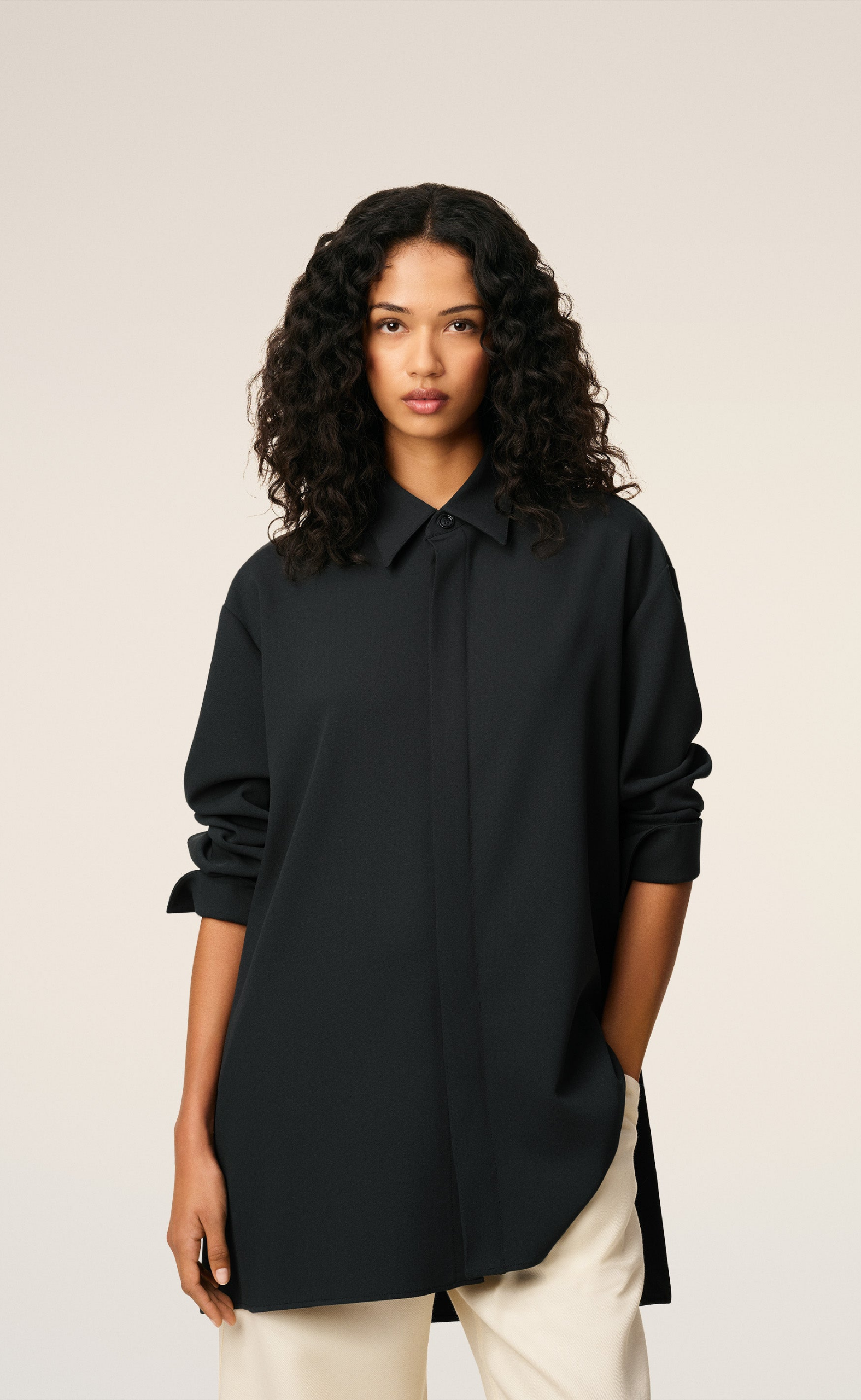 LONG OVERSIZE ANTHRACITE SHIRT