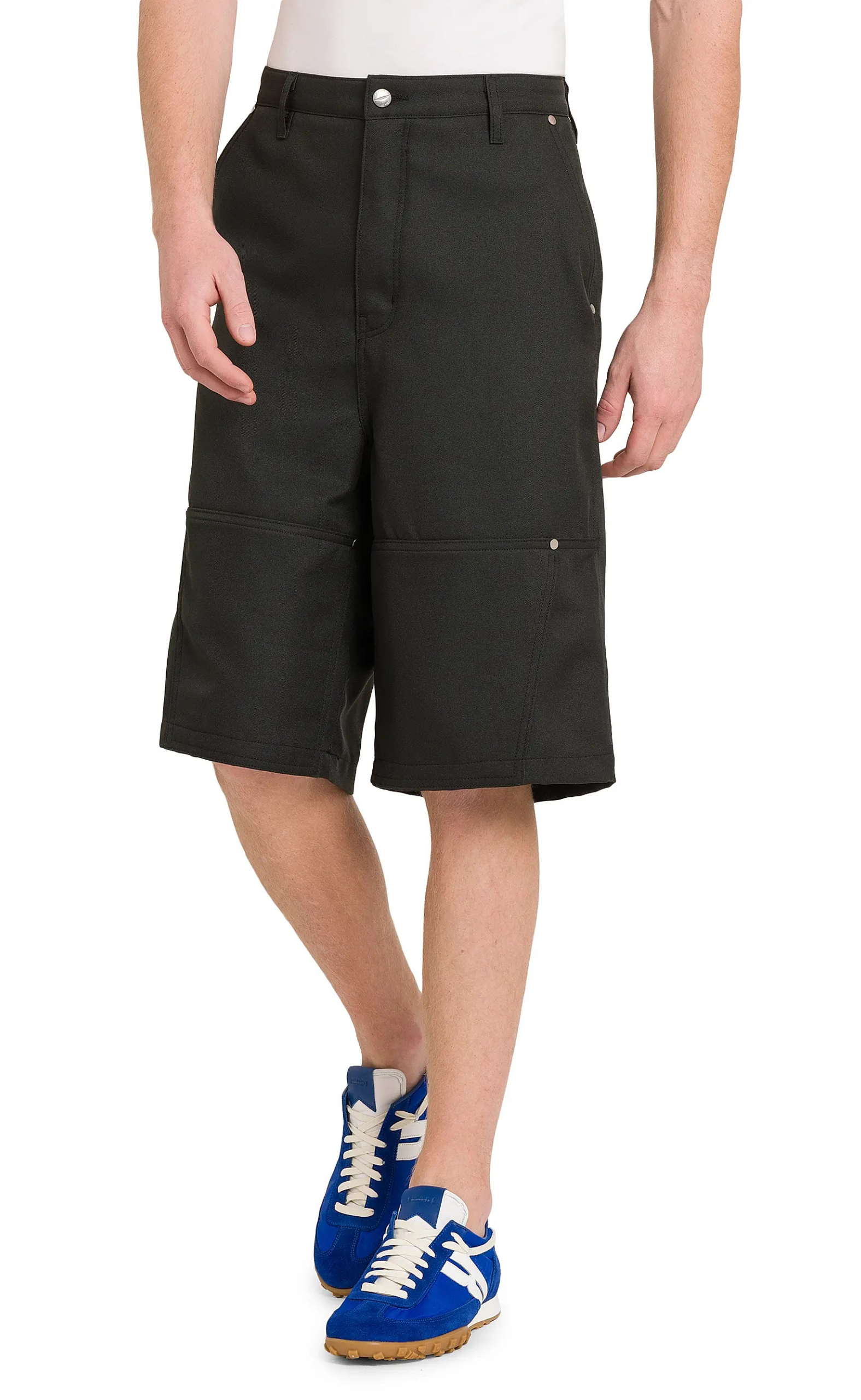 REZA DOUBLE KNEE BAGGY BLACK SHORTS
