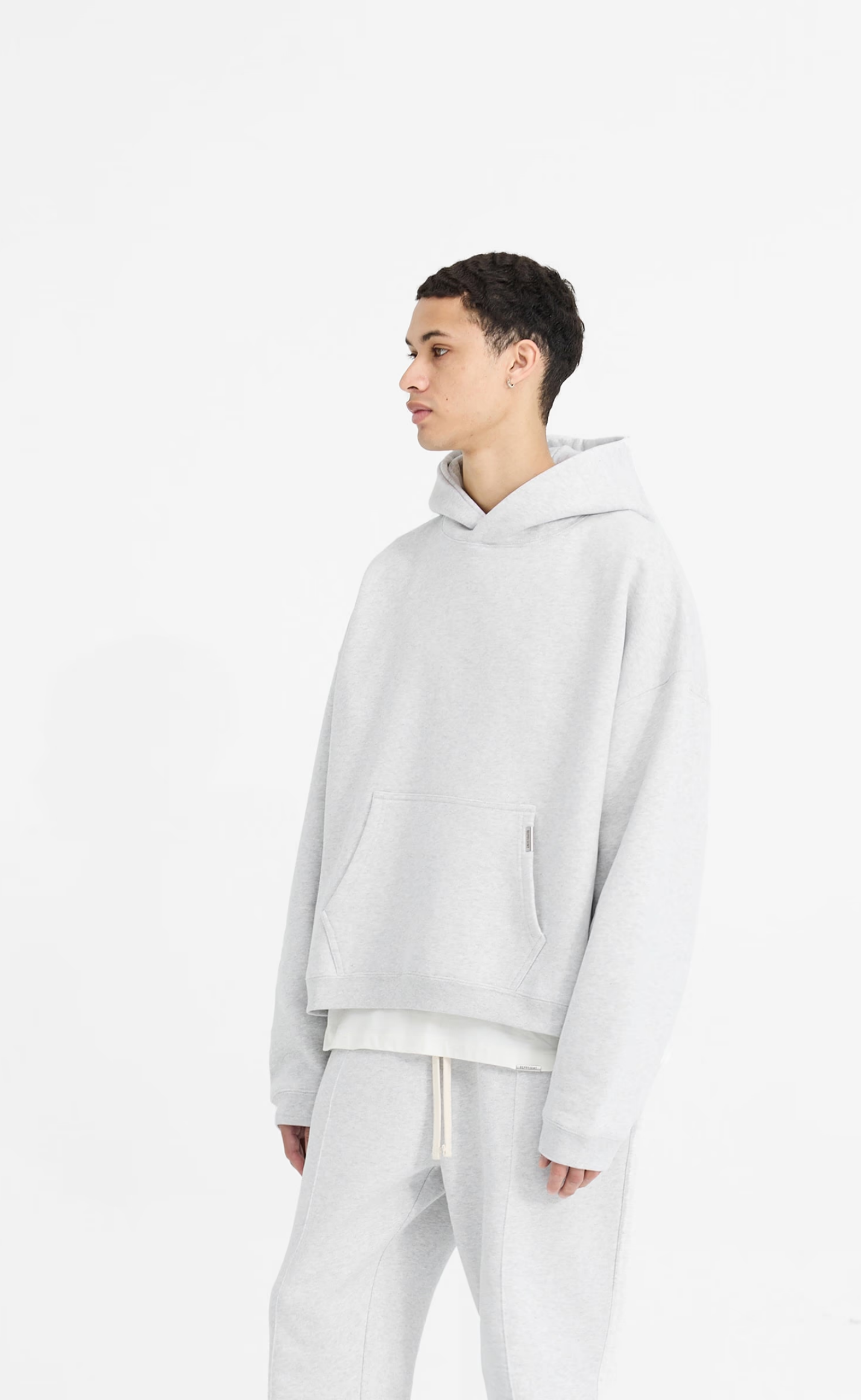 INITIAL BOXY OVERSIZED ICE GREY MARL HOODIE