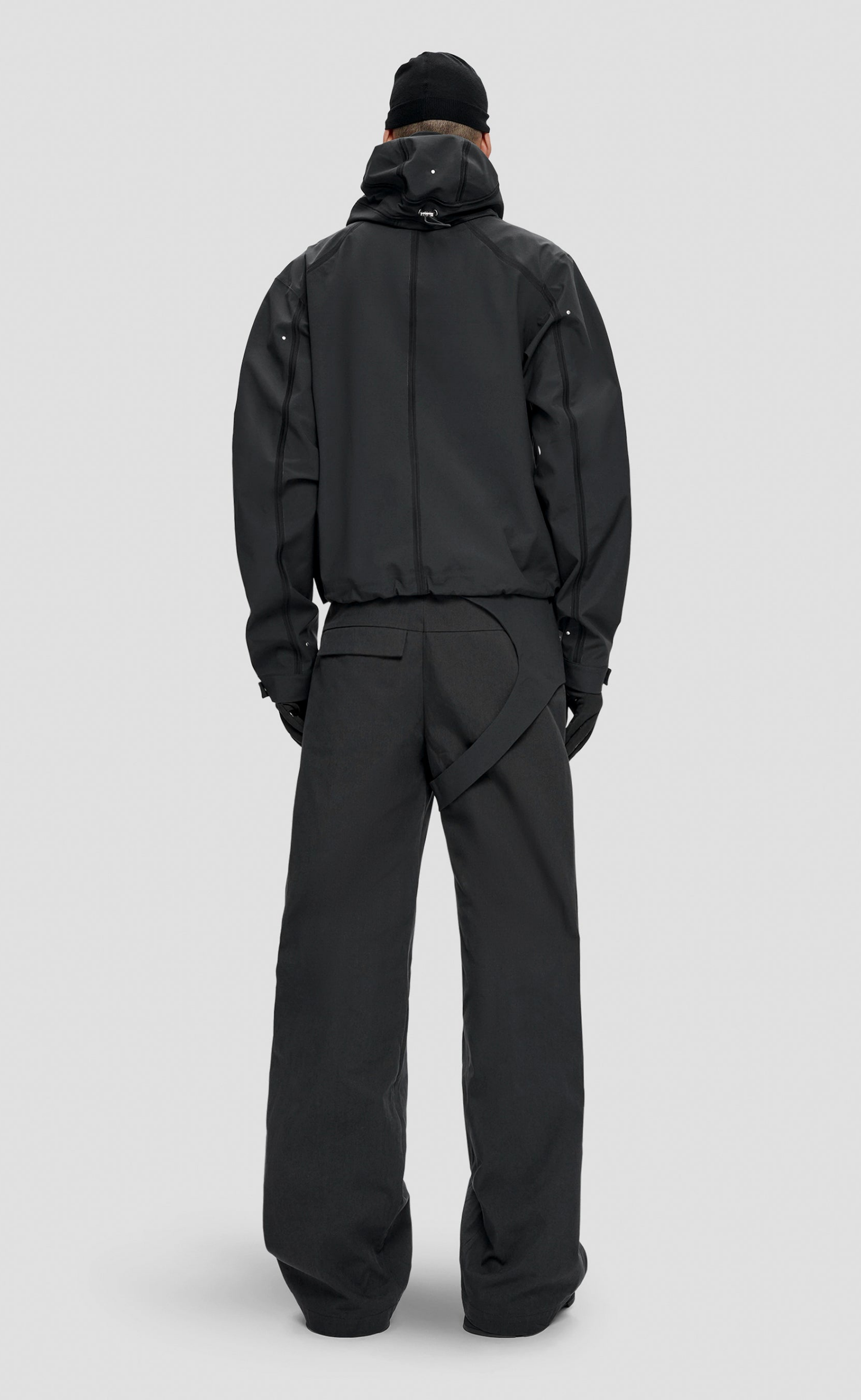 MOIRE TECHNICAL BLACK JACKET