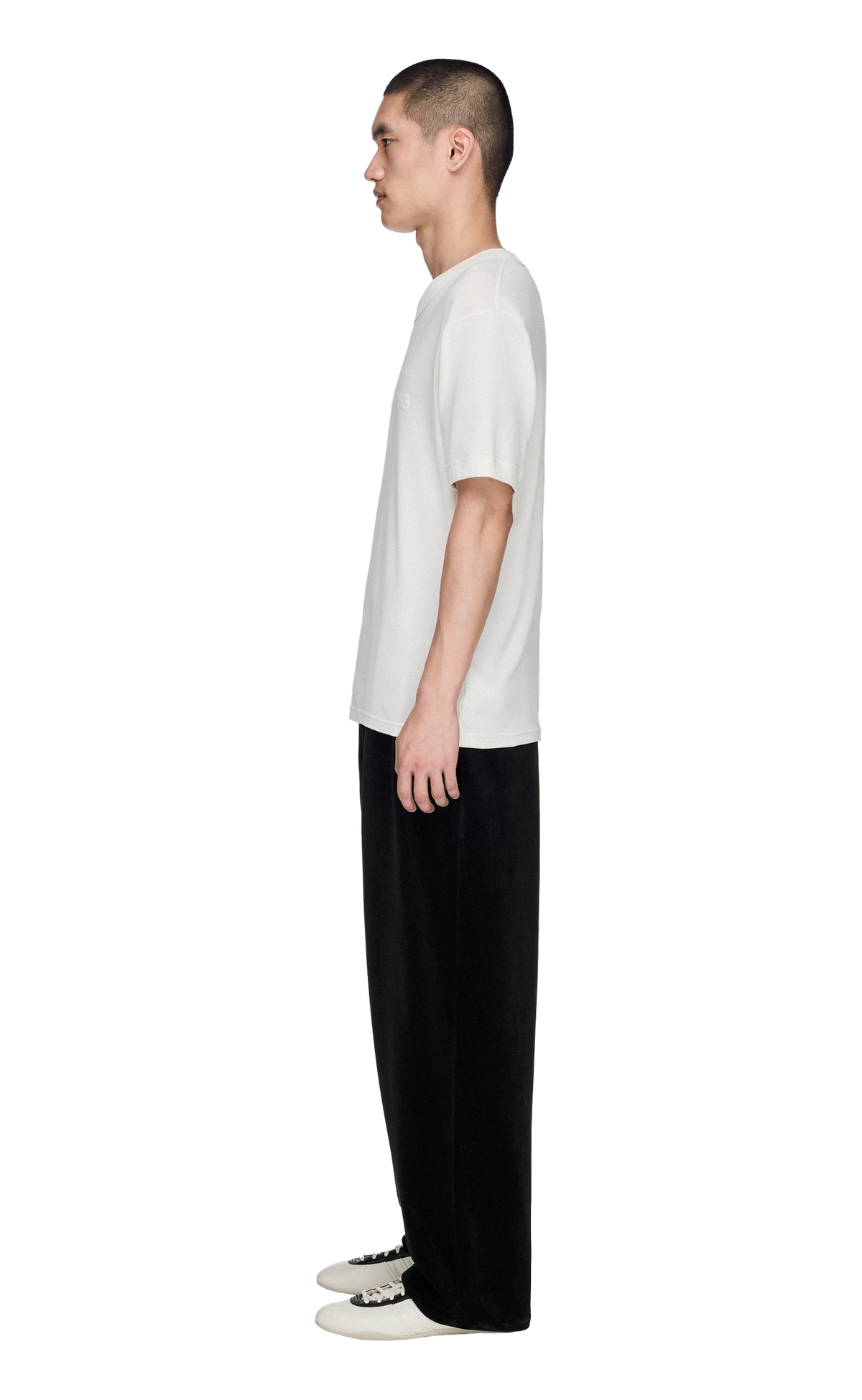 VELVET CORDUROY TAPERED BLACK PANTS