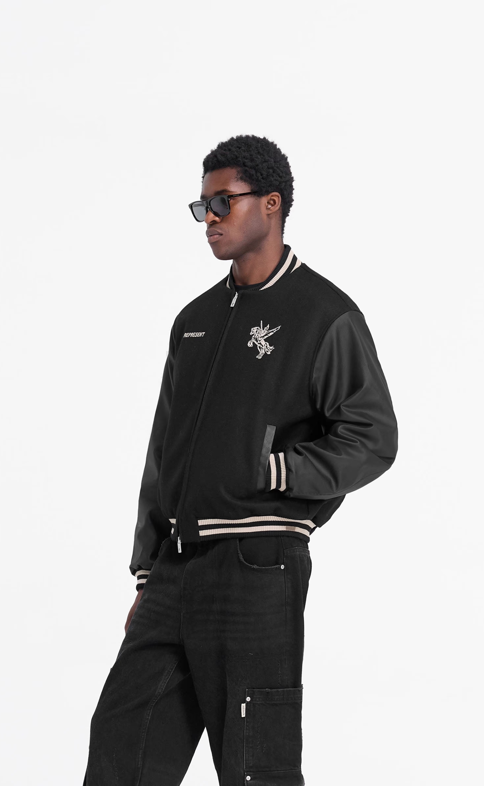 MASCOT WOOL VARSITY JET BLACK JACKET