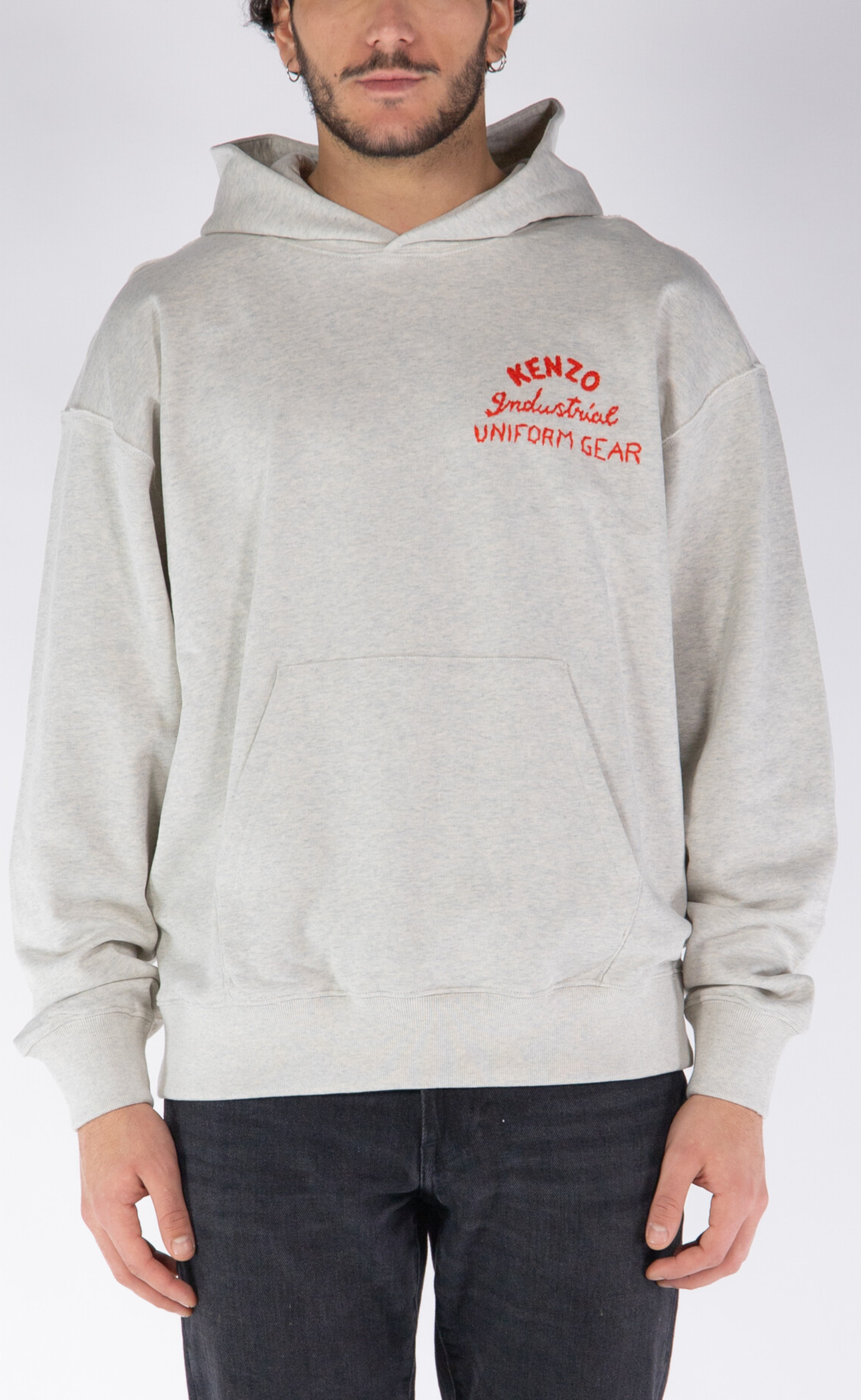 DRAWN VARSITY OVERSIZE PALE GREY HOODIE