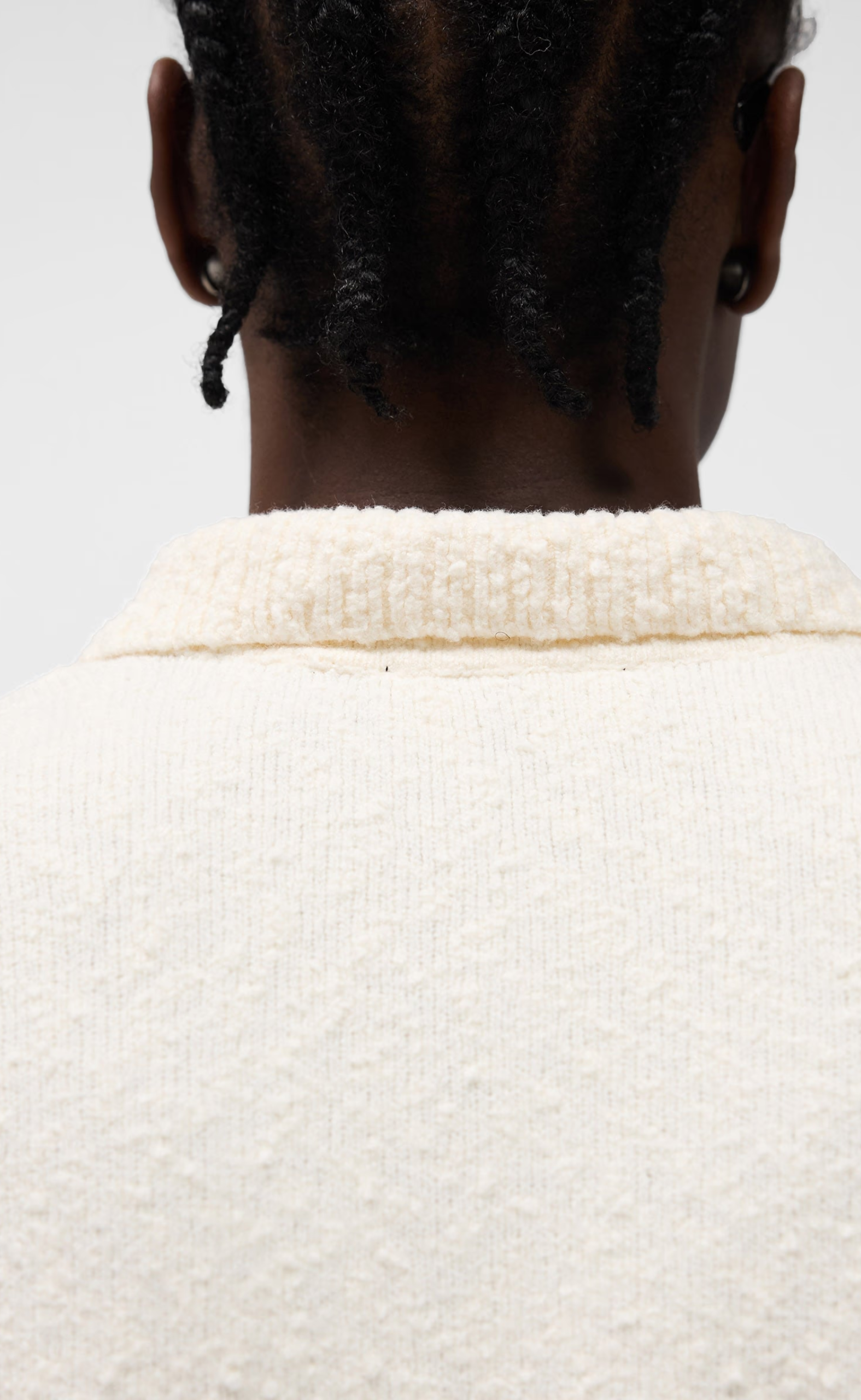 KNITTED POLO AGED WHITE SWEATER