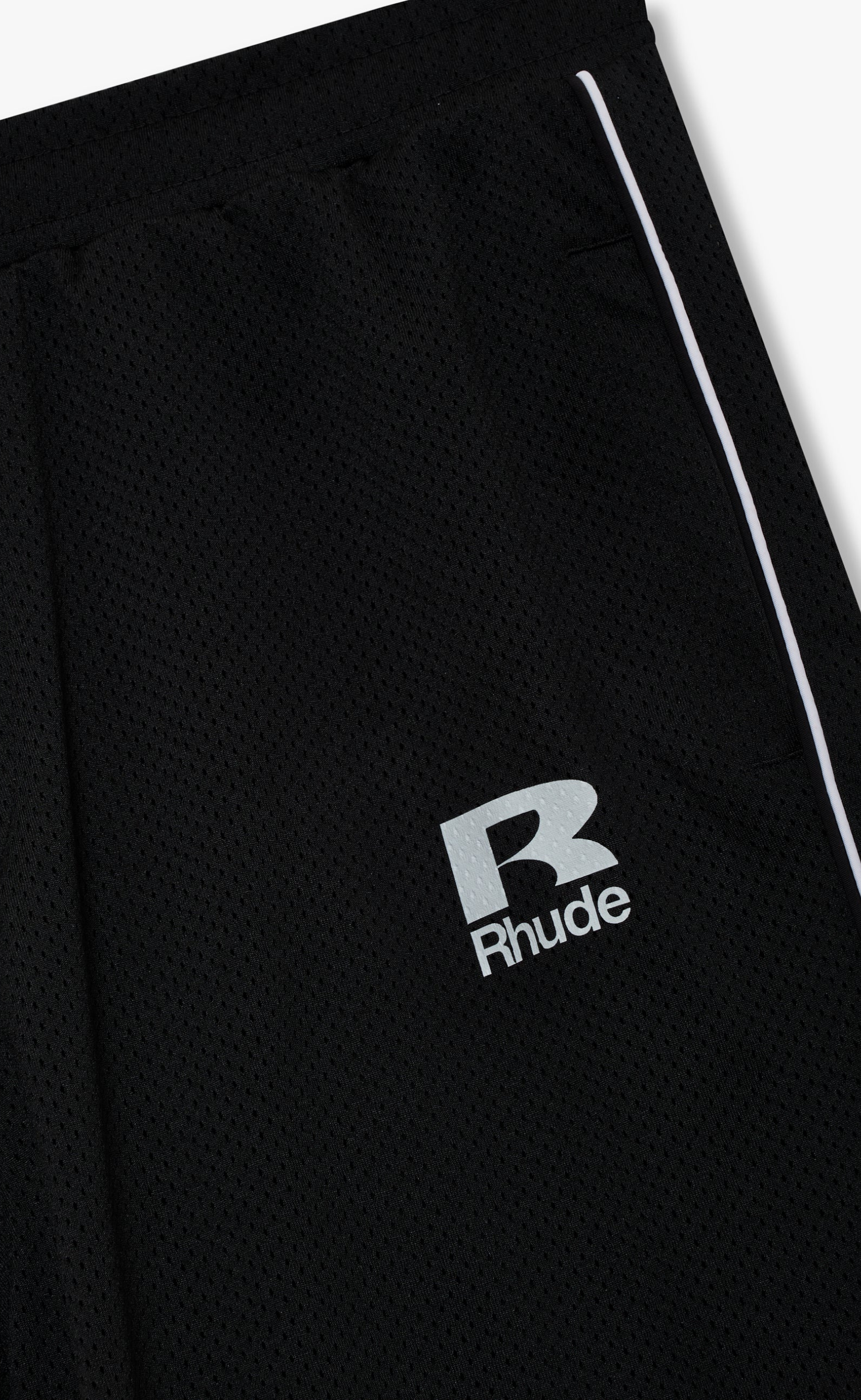 MESH PIPING PARACHUTE BLACK TRACK PANT