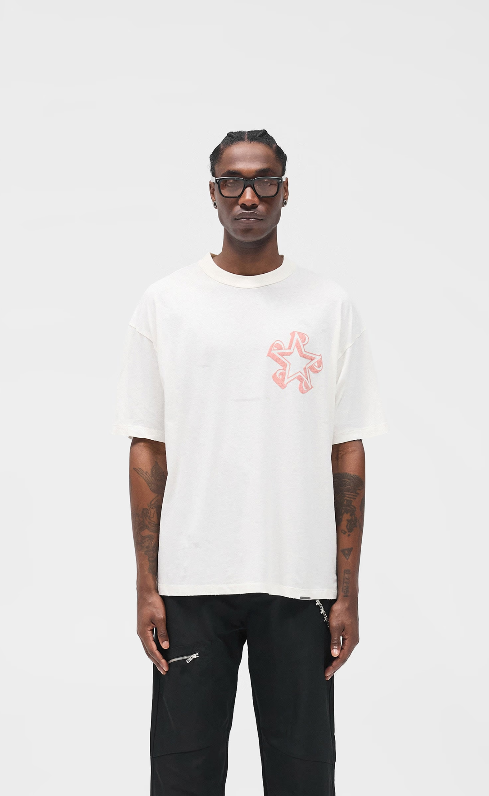 REPRESENT INITIAL STAR FLAT WHITE T-SHIRT