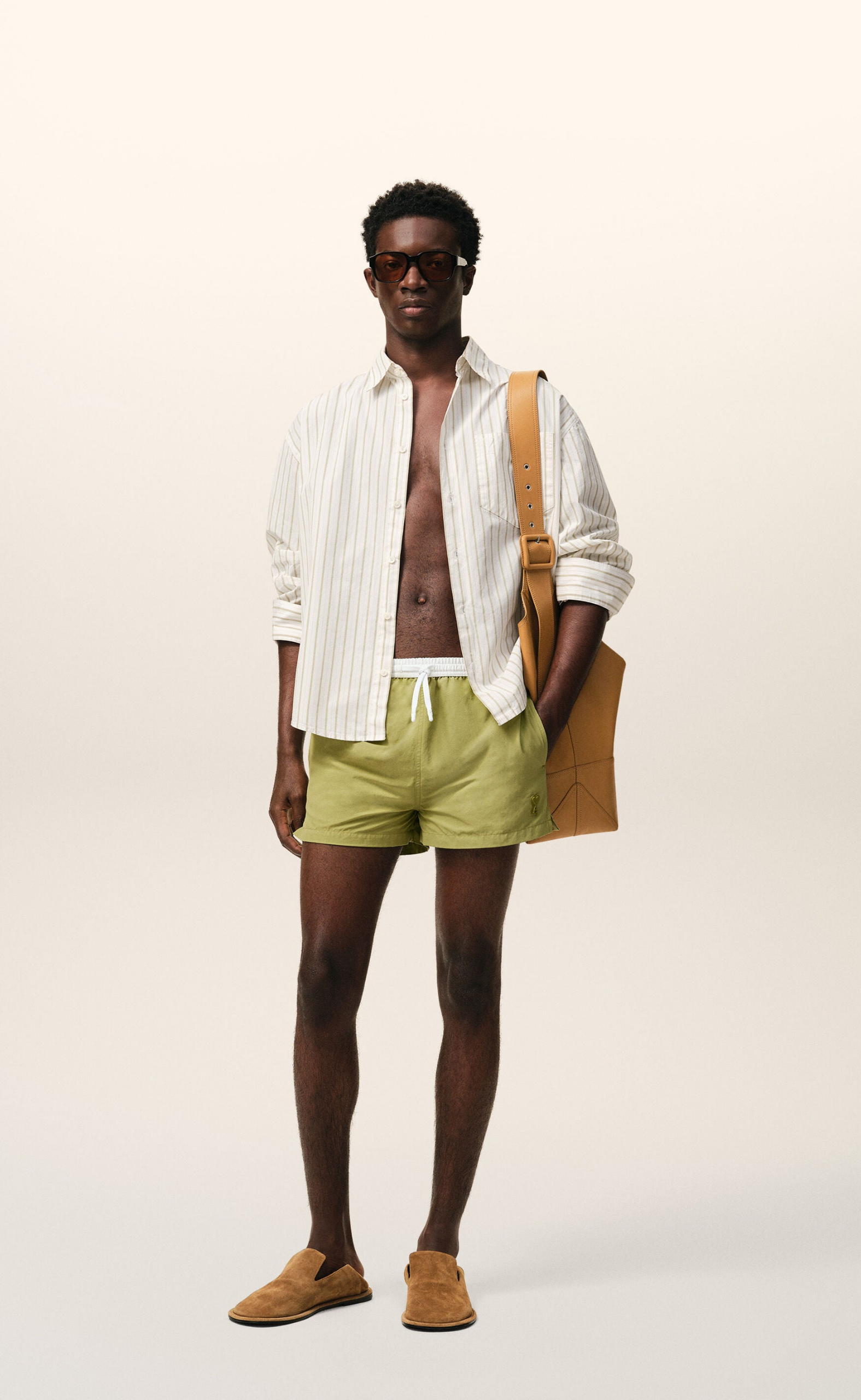 NYLON SWIMSUIT MATCHA SHORTS