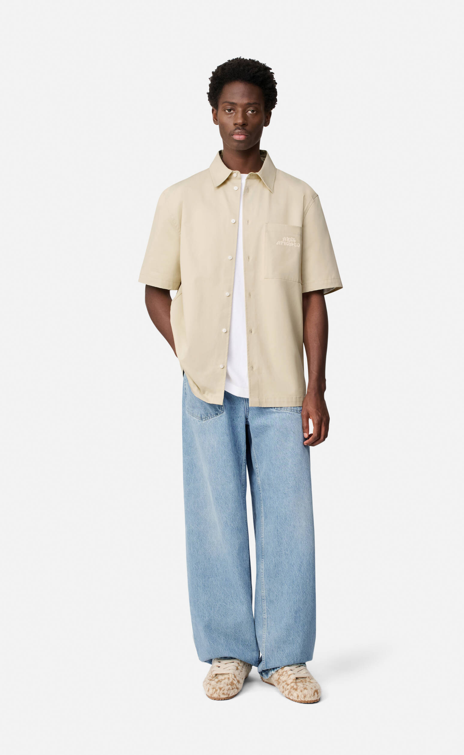 DREW SHORT SLEEVE BEIGE SHIRT
