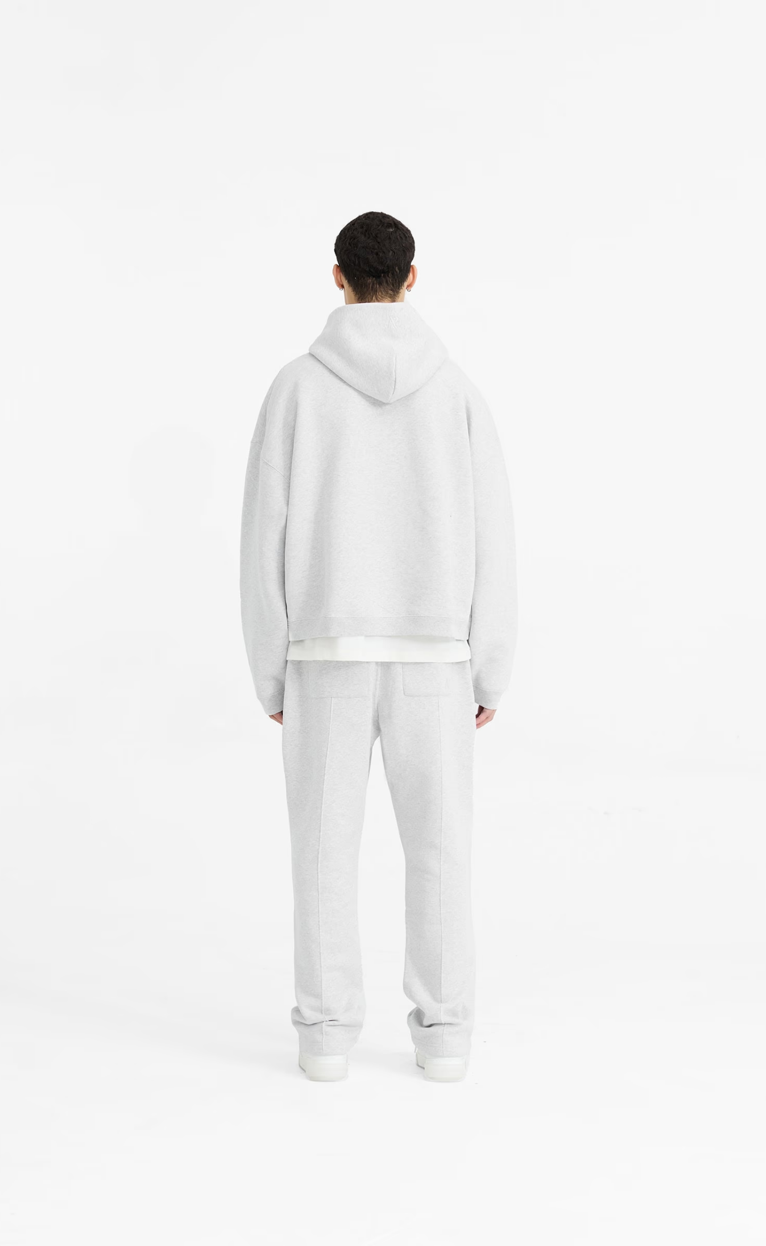 INITIAL BOXY OVERSIZED ICE GREY MARL HOODIE