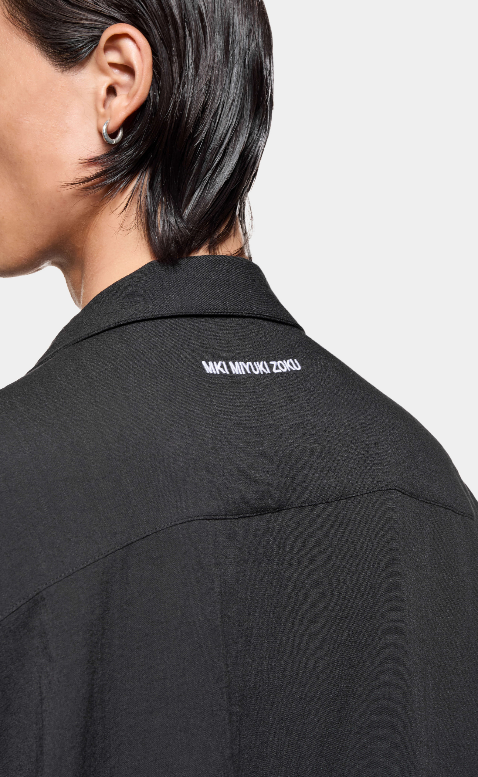DRAPE SLUB VACATION BLACK SHIRT