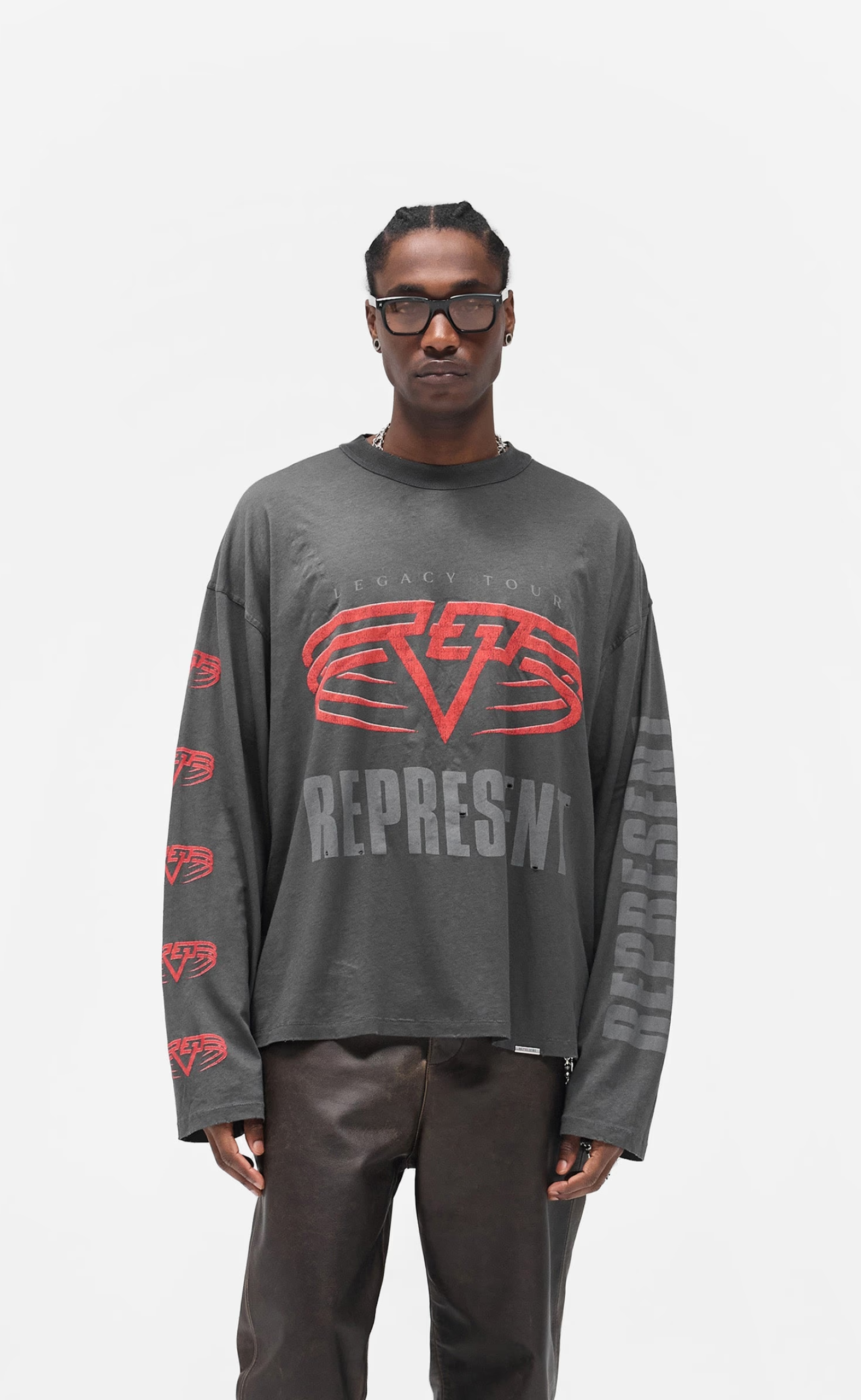 REPRESENT LIVING LEGACY TOUR SUN FADE GREY LONGSLEEVE