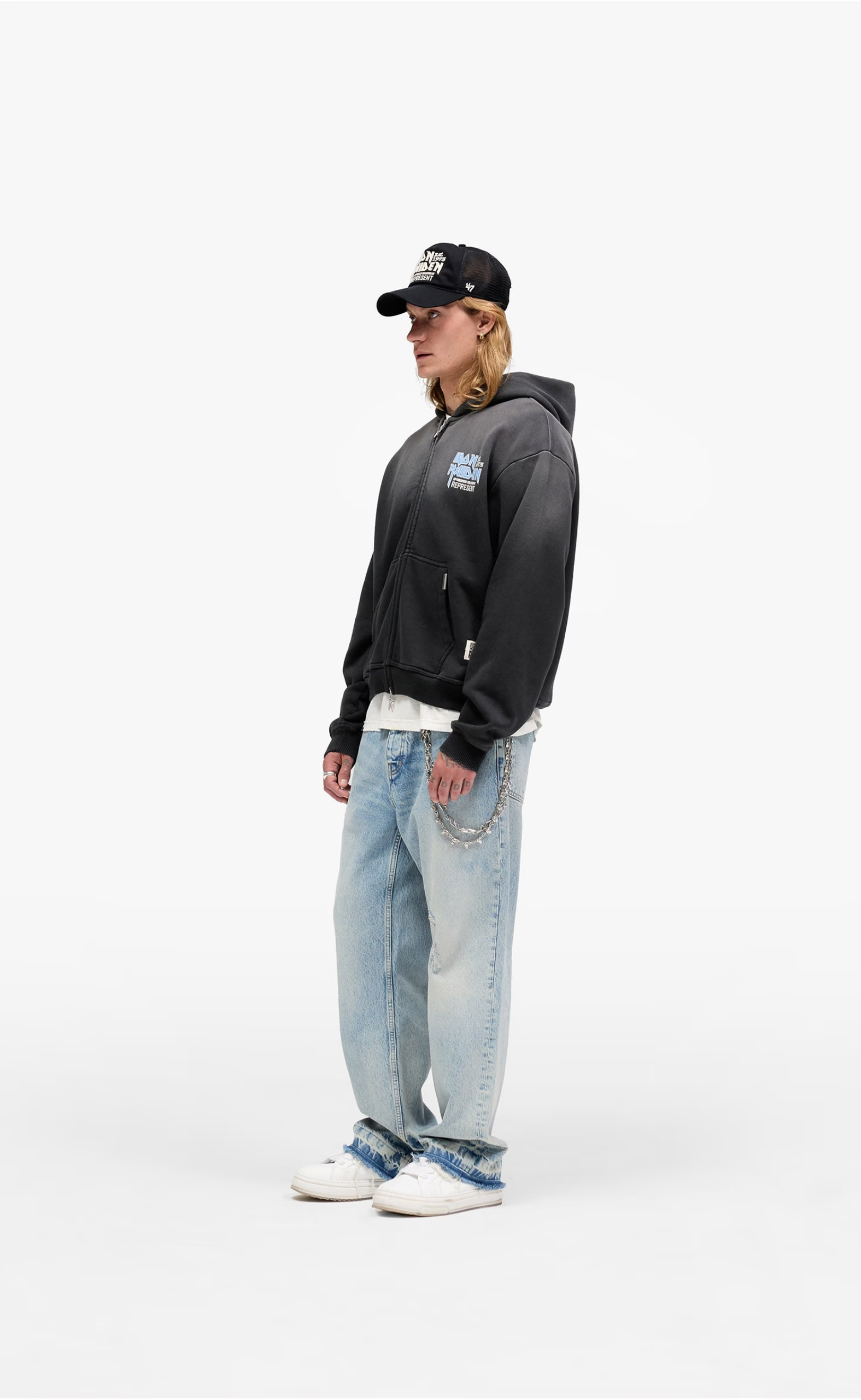 IRON MAIDEN X ANNIVERSARY STAINED BLACK HOODIE
