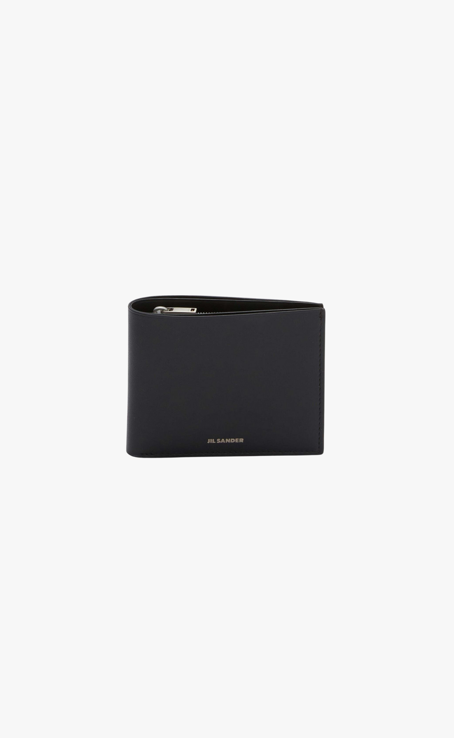 EMBOSSED JIL SANDER LOGO ZIPPED COIN BLACK WALLET