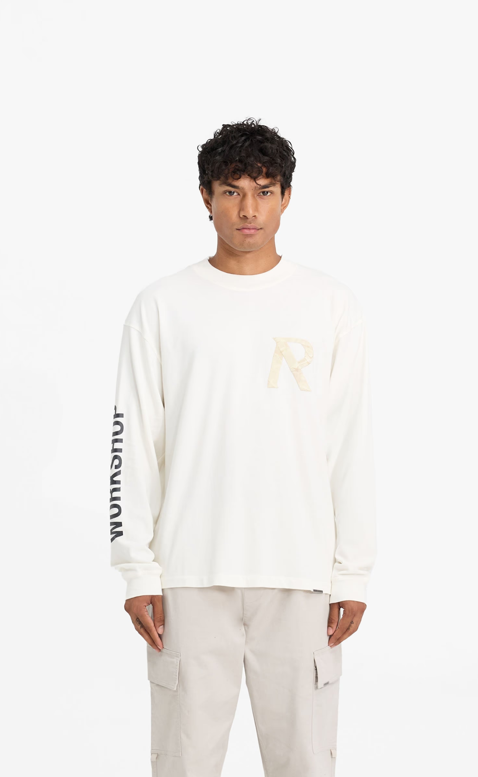 MASKING TAPE INITIAL FLAT WHITE LONGSLEEVE