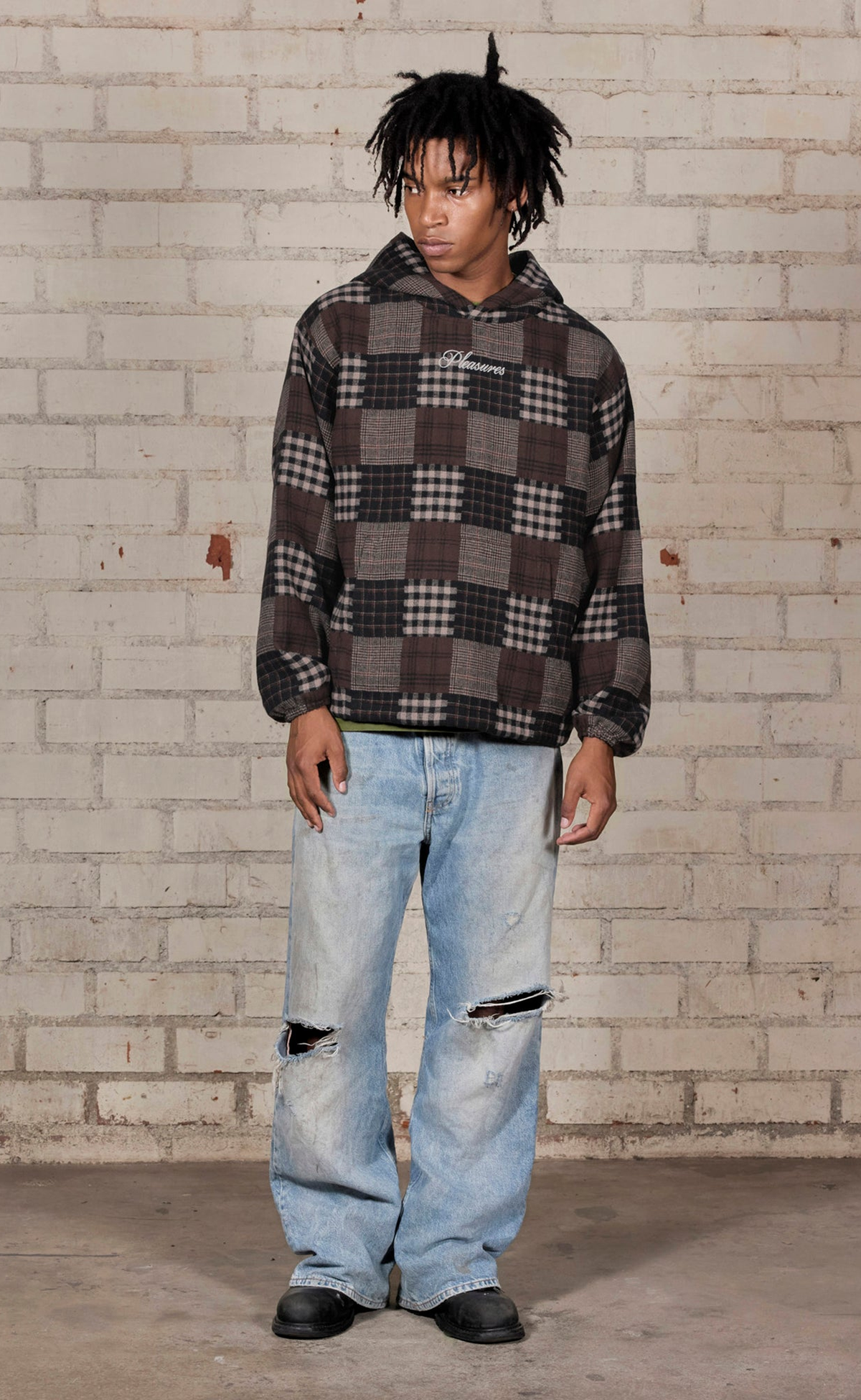 MADRAS PONCHO BROWN HOODIE