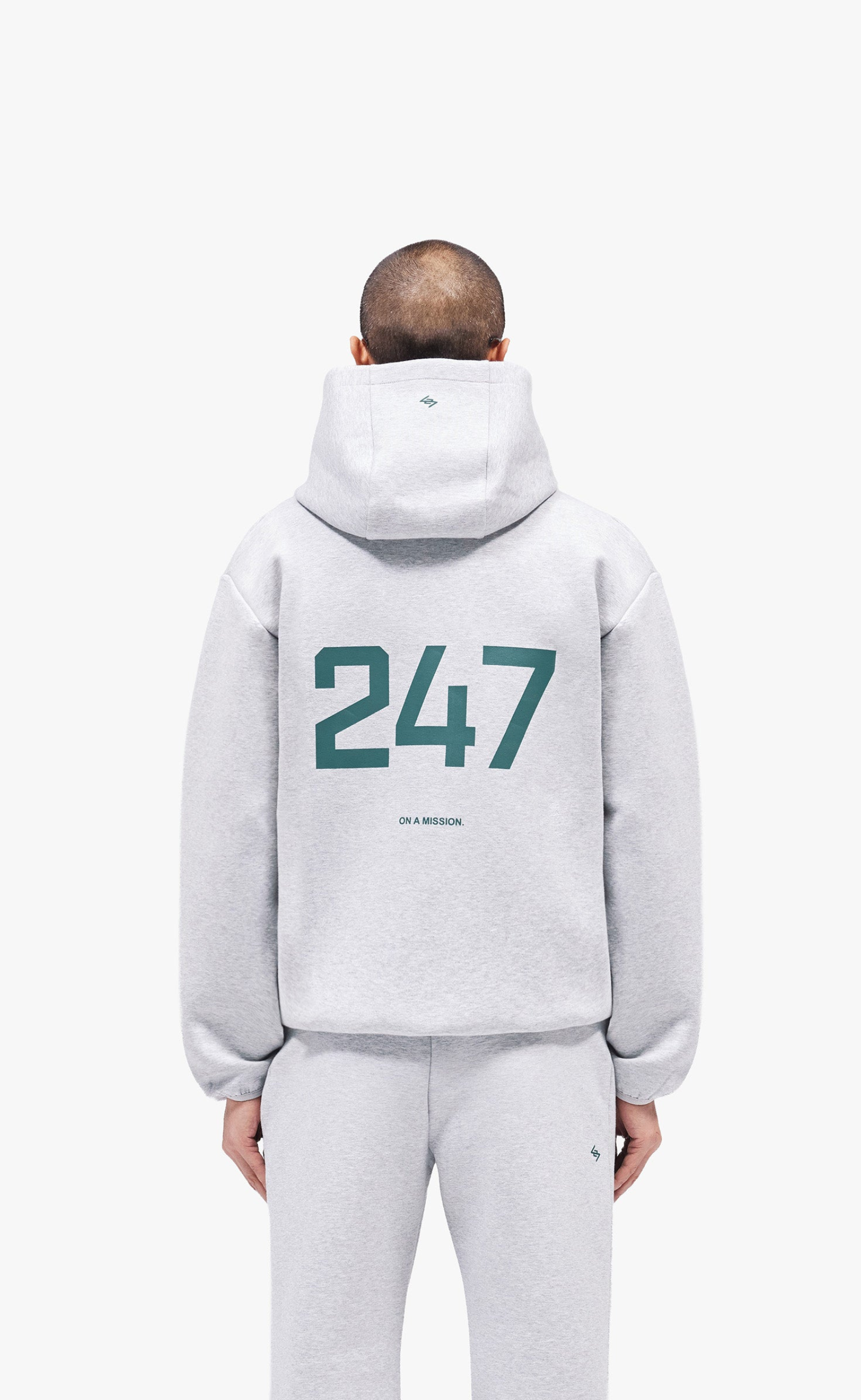 247 NUMBERS GREY MARL HOODIE