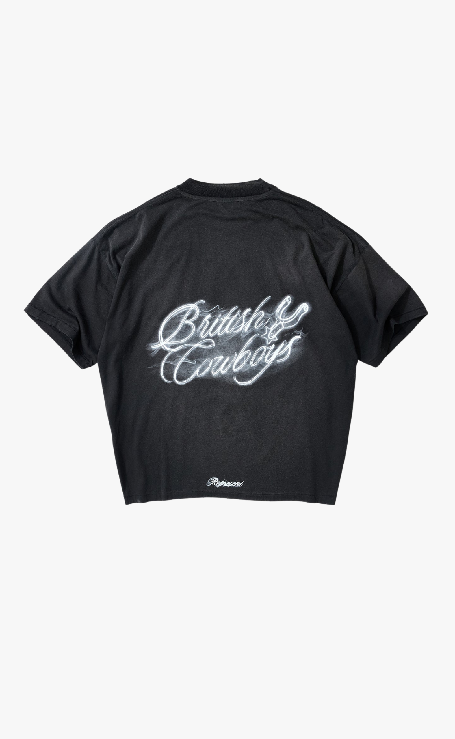 BRITISH COWBOYS STAINED BLACK T-SHIRT