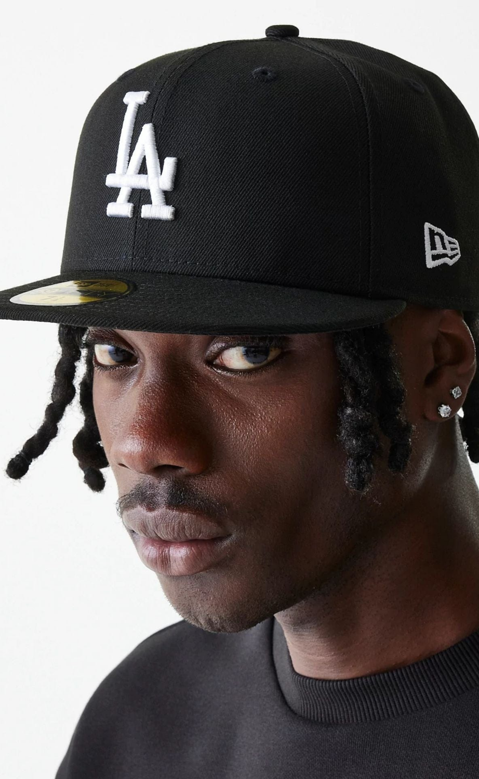 LA DODGERS LEAGUE ESSENTIAL 59FIFTY BLACK WHITE HAT