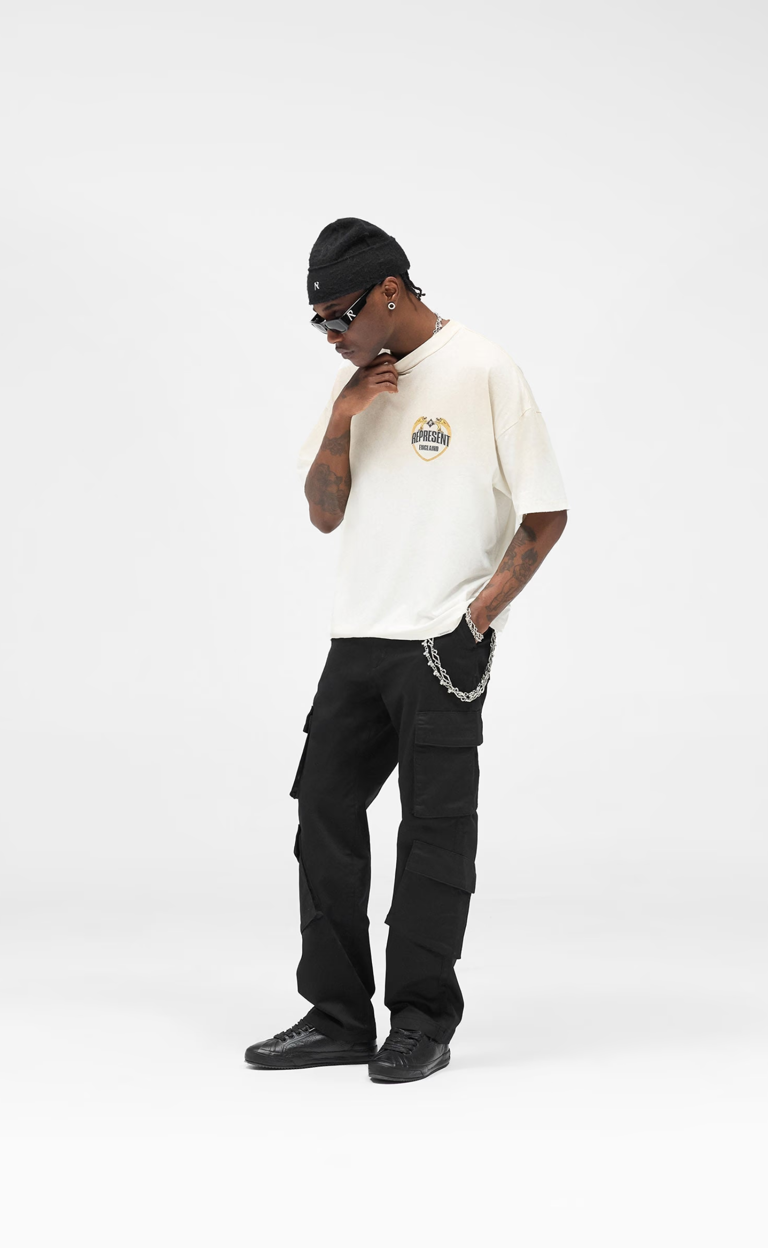 REPRESENT ANGEL BORDER WASHED ECRU T-SHIRT