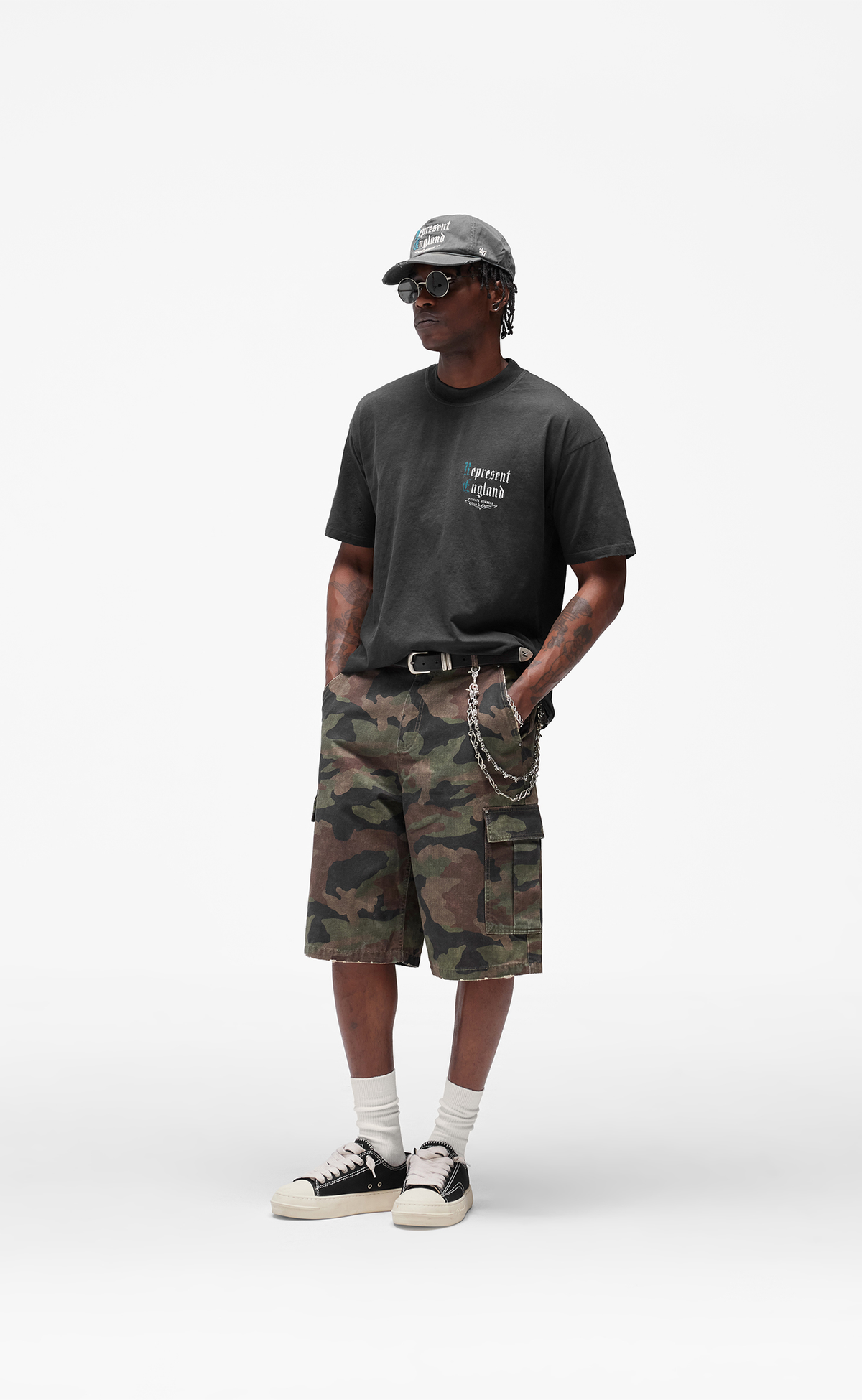 PRIVATE MEMBERS STAINED BLACK T-SHIRT