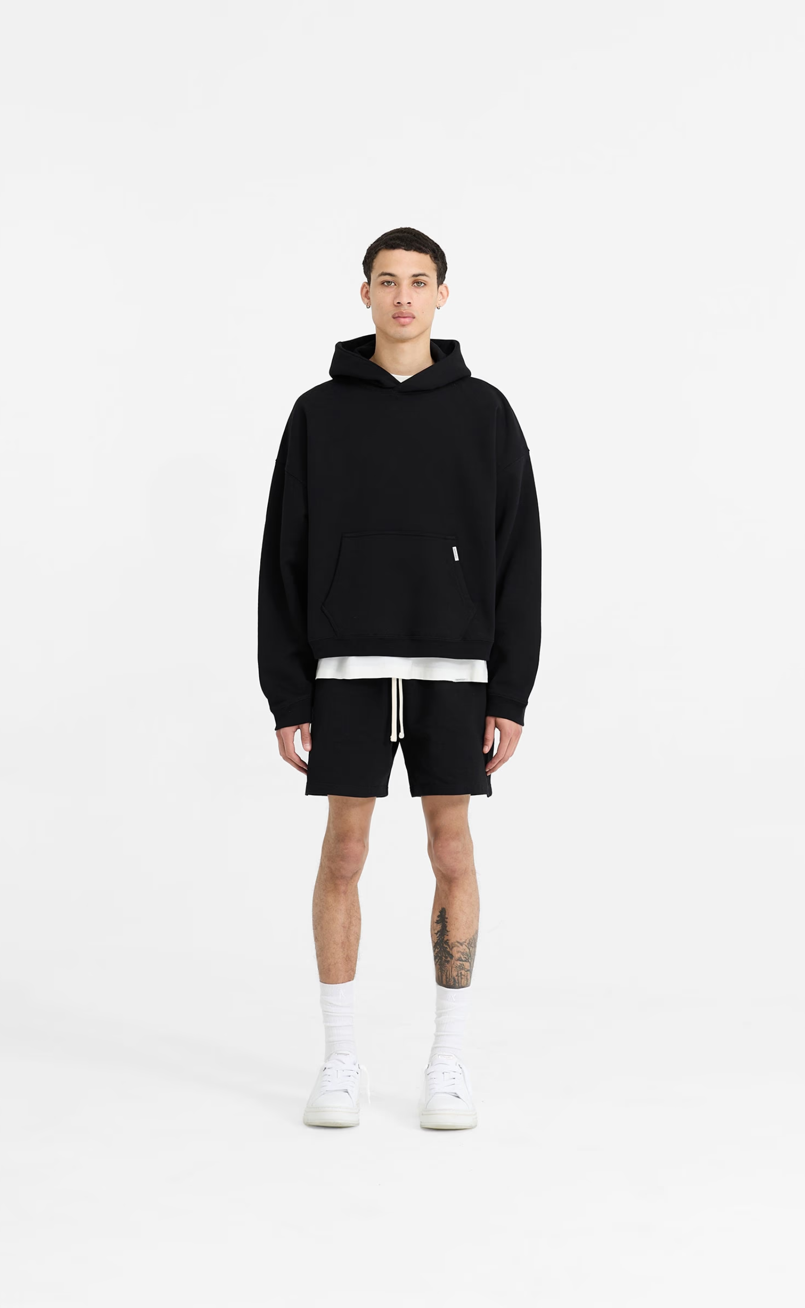 INITIAL BOXY OVERSIZED BLACK HOODIE