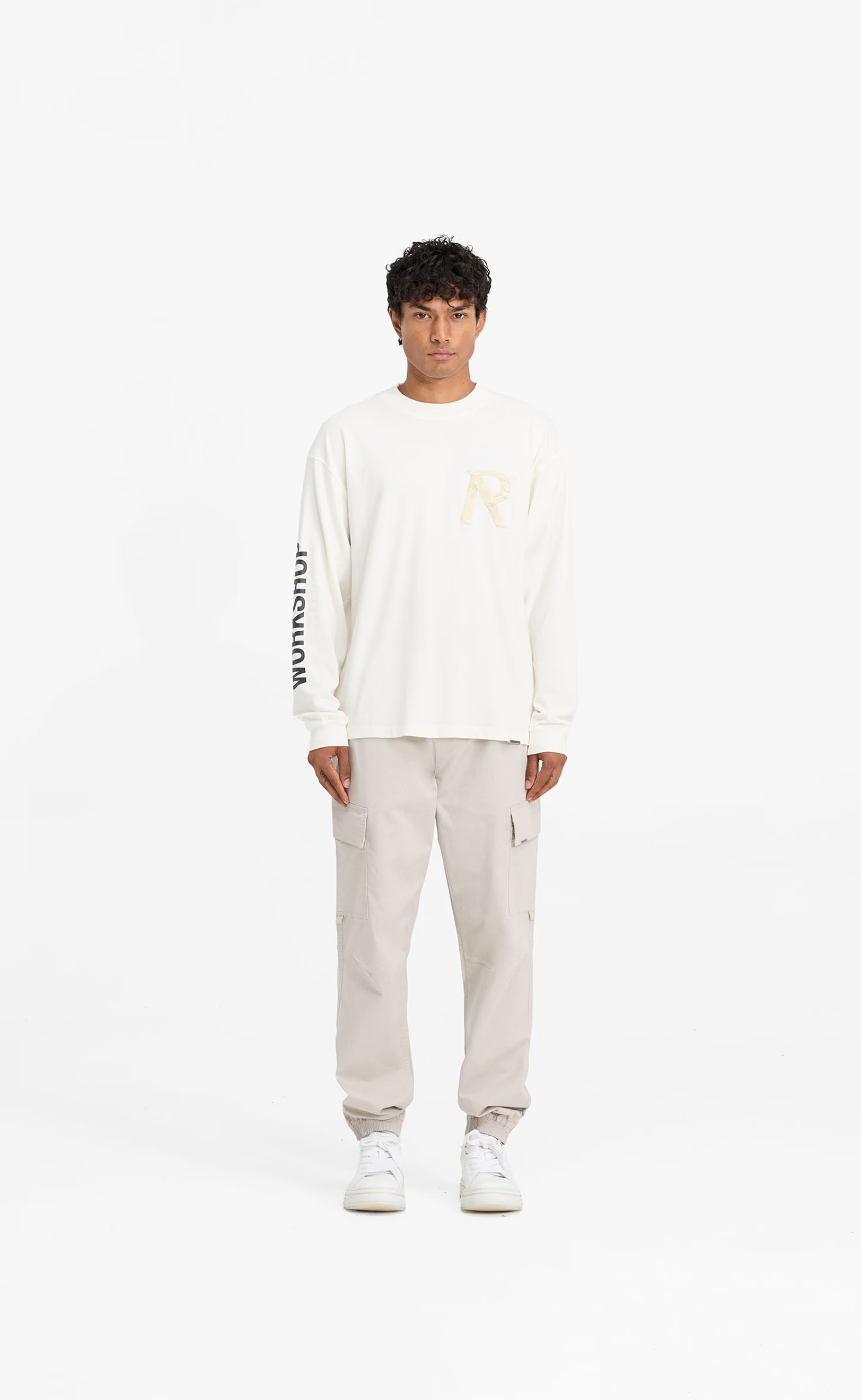 MASKING TAPE INITIAL FLAT WHITE LONGSLEEVE