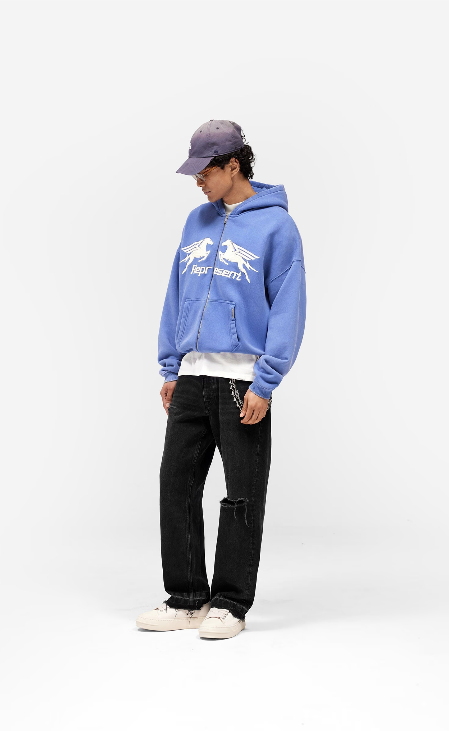 PEGASUS ZIP THROUGH INDIGO HOODIE