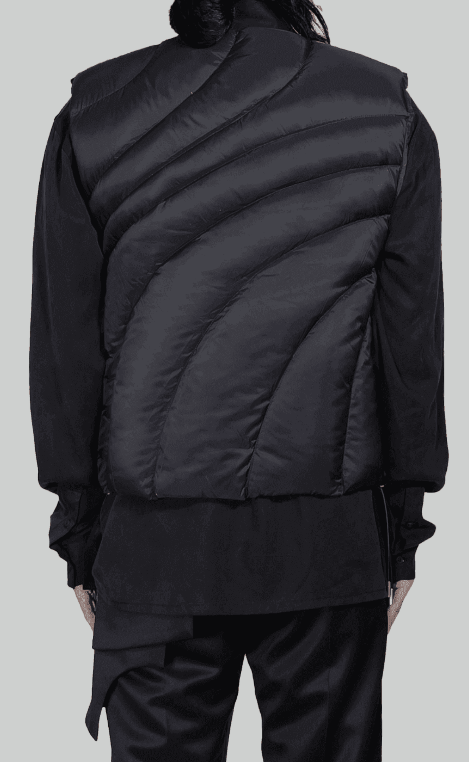LAYERED DOWN BLACK VEST