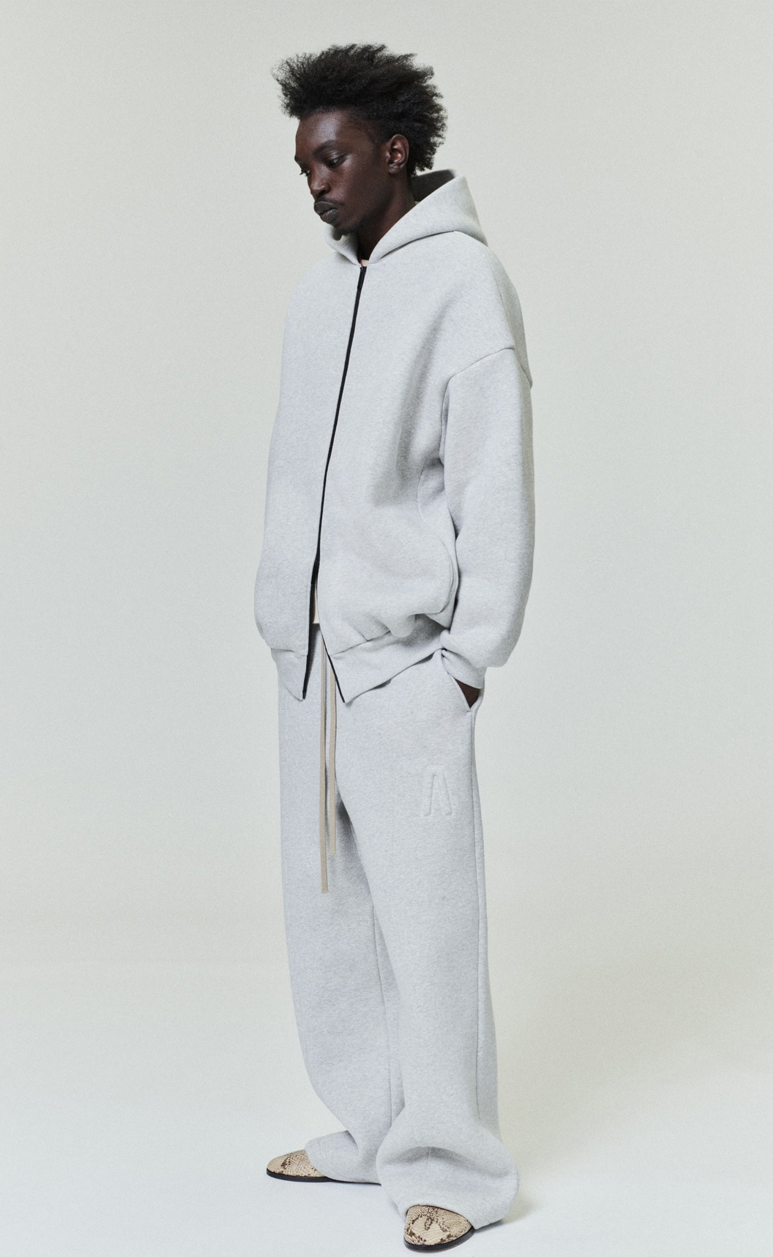 ATHLETICS ZIP UP MELANGE GREY HOODIE