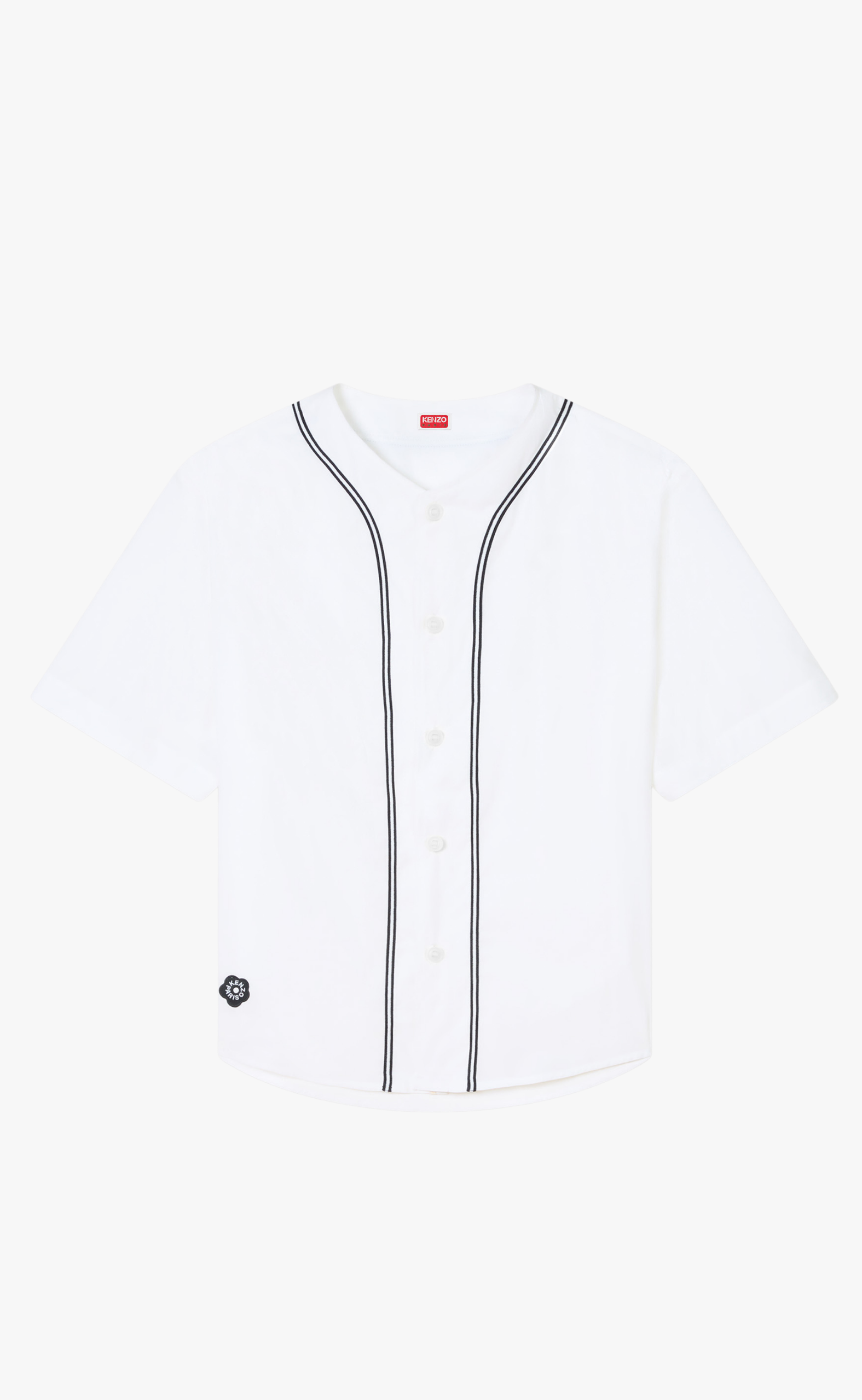BOKE FLOWER 2.0 BASEBALL SHORT SLEEVE WHITE SHIRT