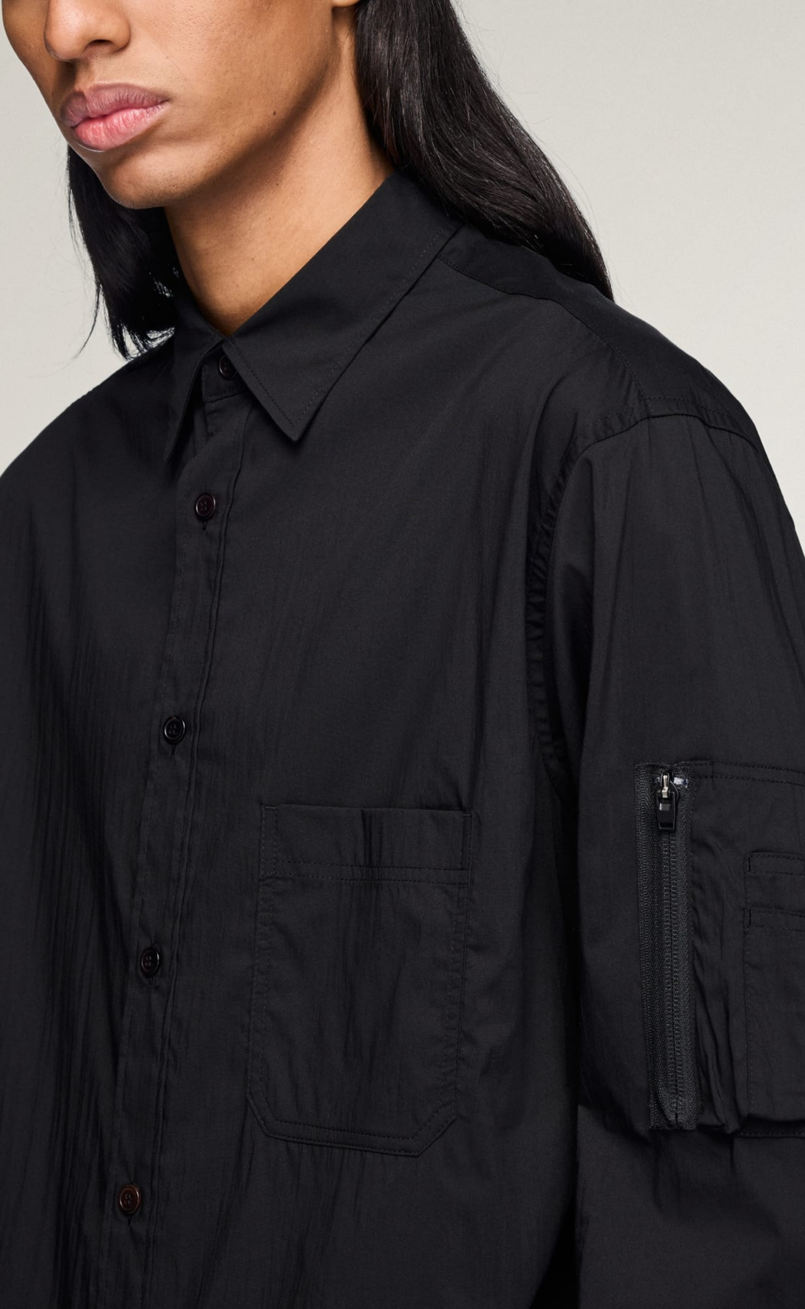 Y-3 COTTON LONGSLEEVE BLACK SHIRT